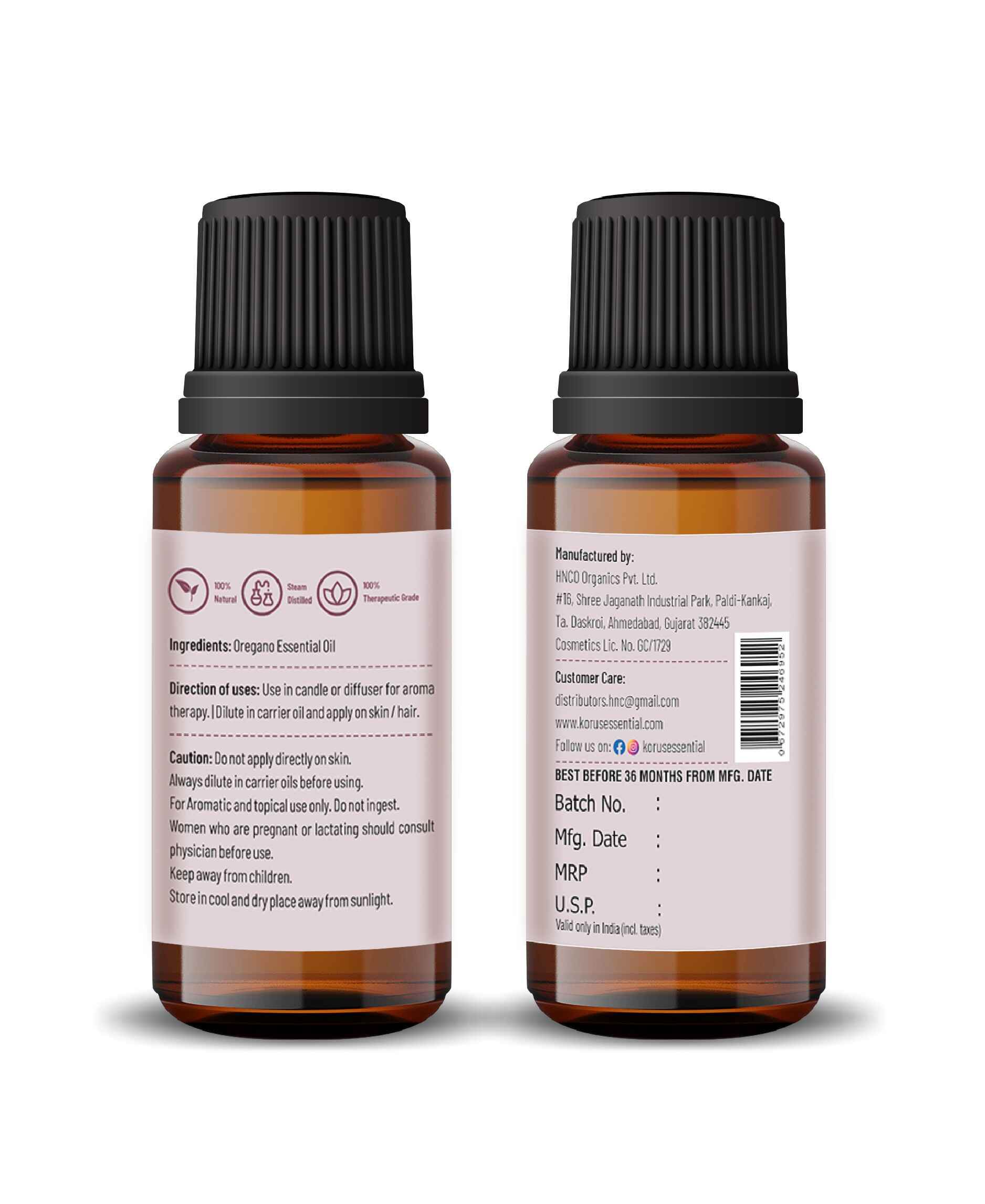 Korus Essential Oregano Oil - 15ml (Pack of 2).