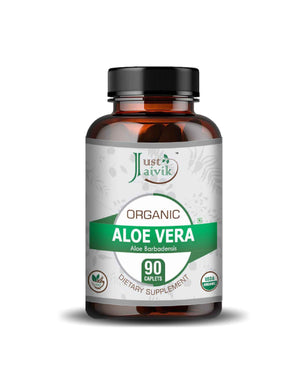 Organic Aloe Vera Caplets Supplement Bottle