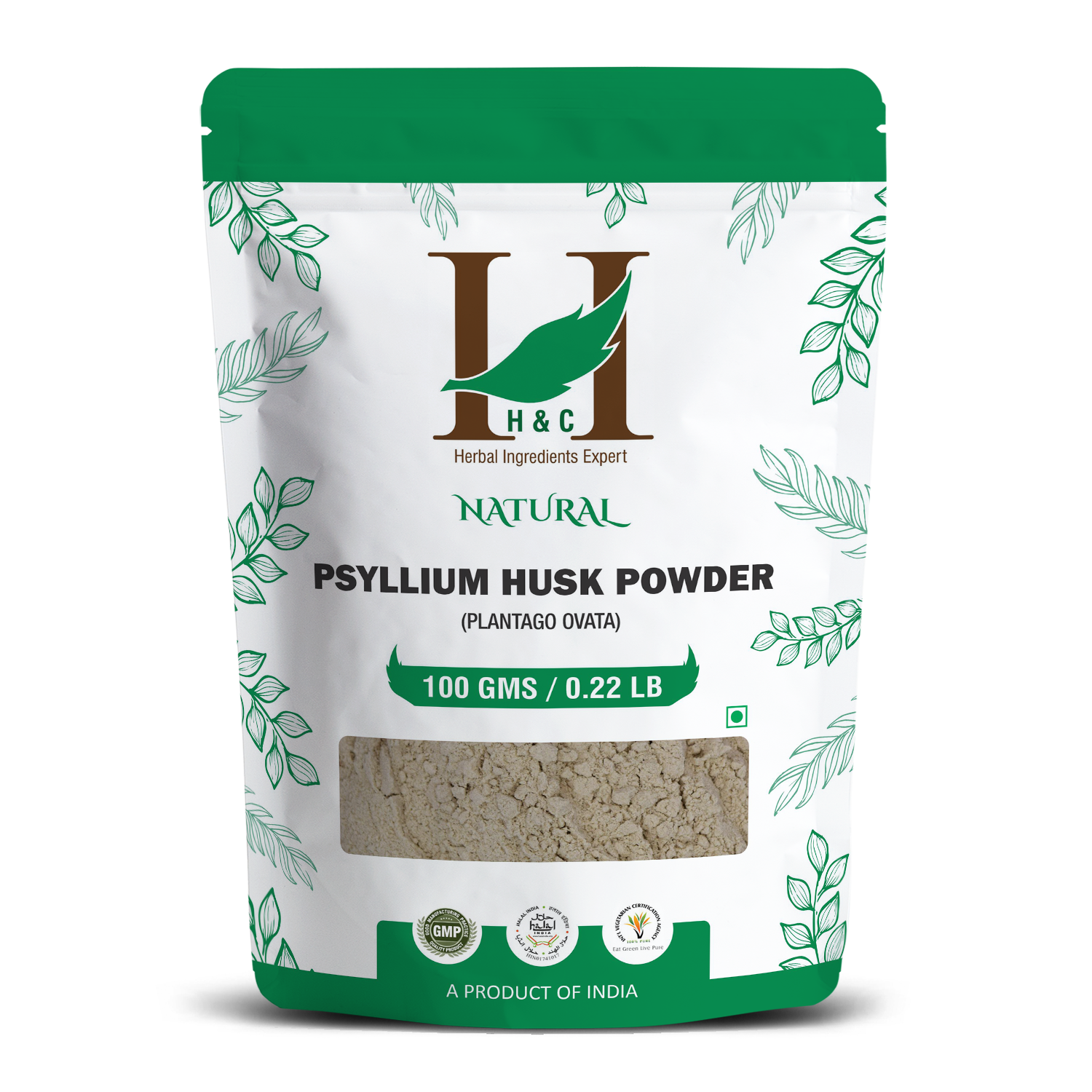 H&C Natural Psyllium Husk Powder 100gm - Digestive Health & Regularity