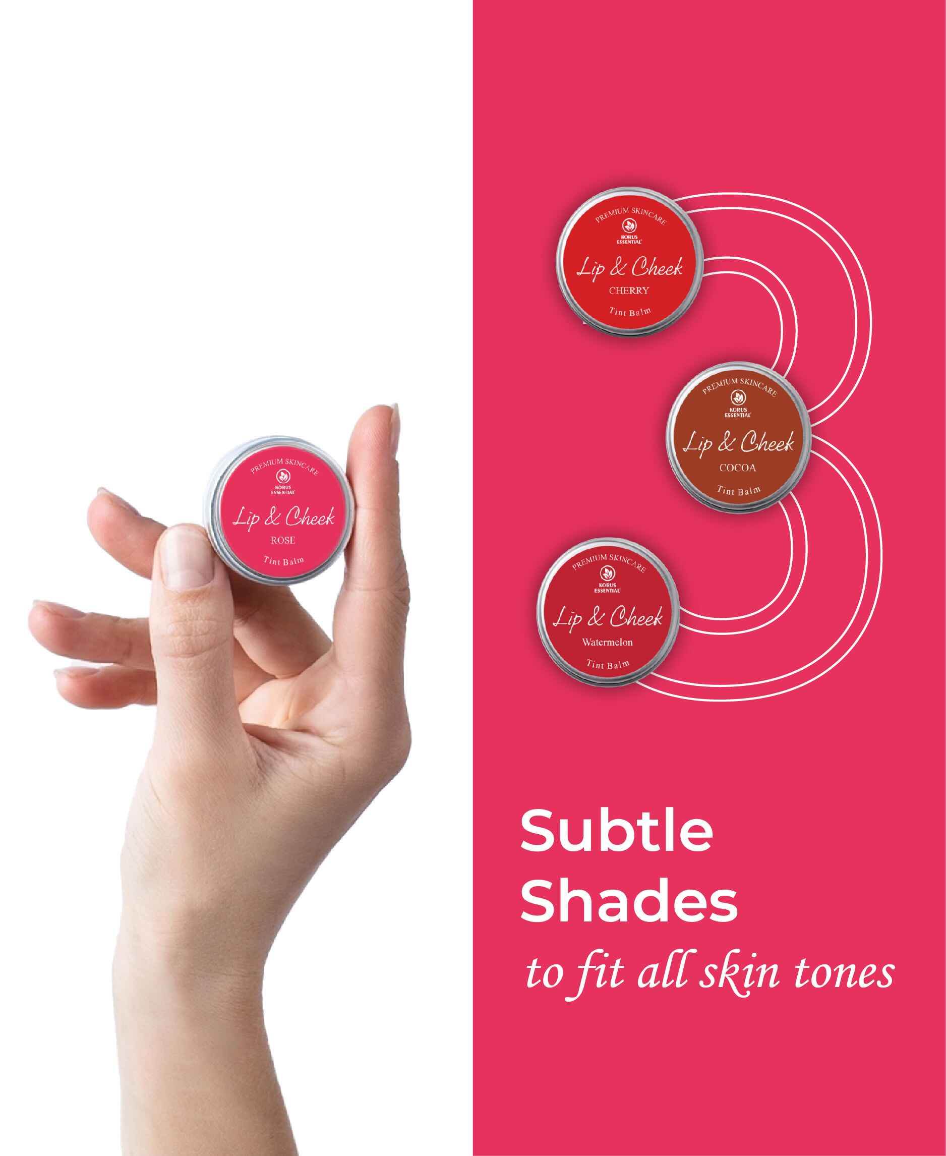 Korus Essential Rose Lip & Cheek Tint Balm - 8gm (Pack of 2).