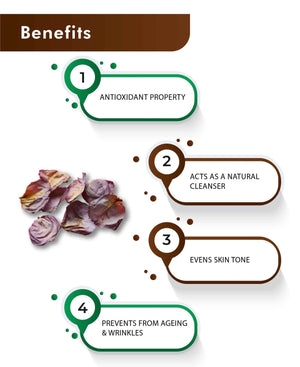 H&C Natural Rose Petals Powder for skin and hair care for acne, pores, and skin toning