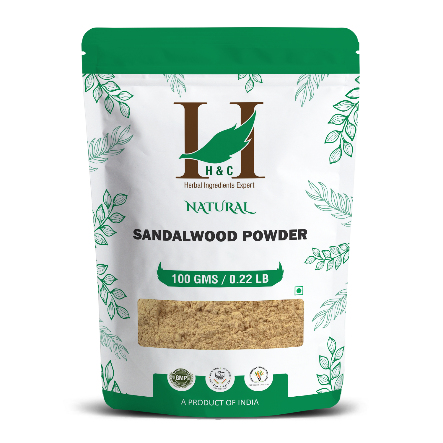 H&C Natural Sandalwood Powder 100gm - Glowing Skin & Anti-Aging