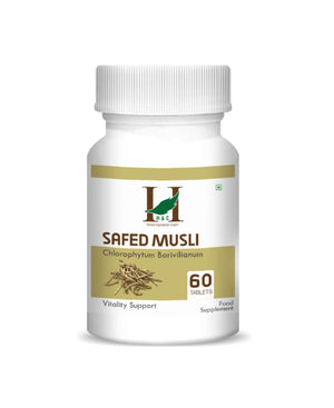 H&C Safed Musli Tablet bottle with organic herbal supplement