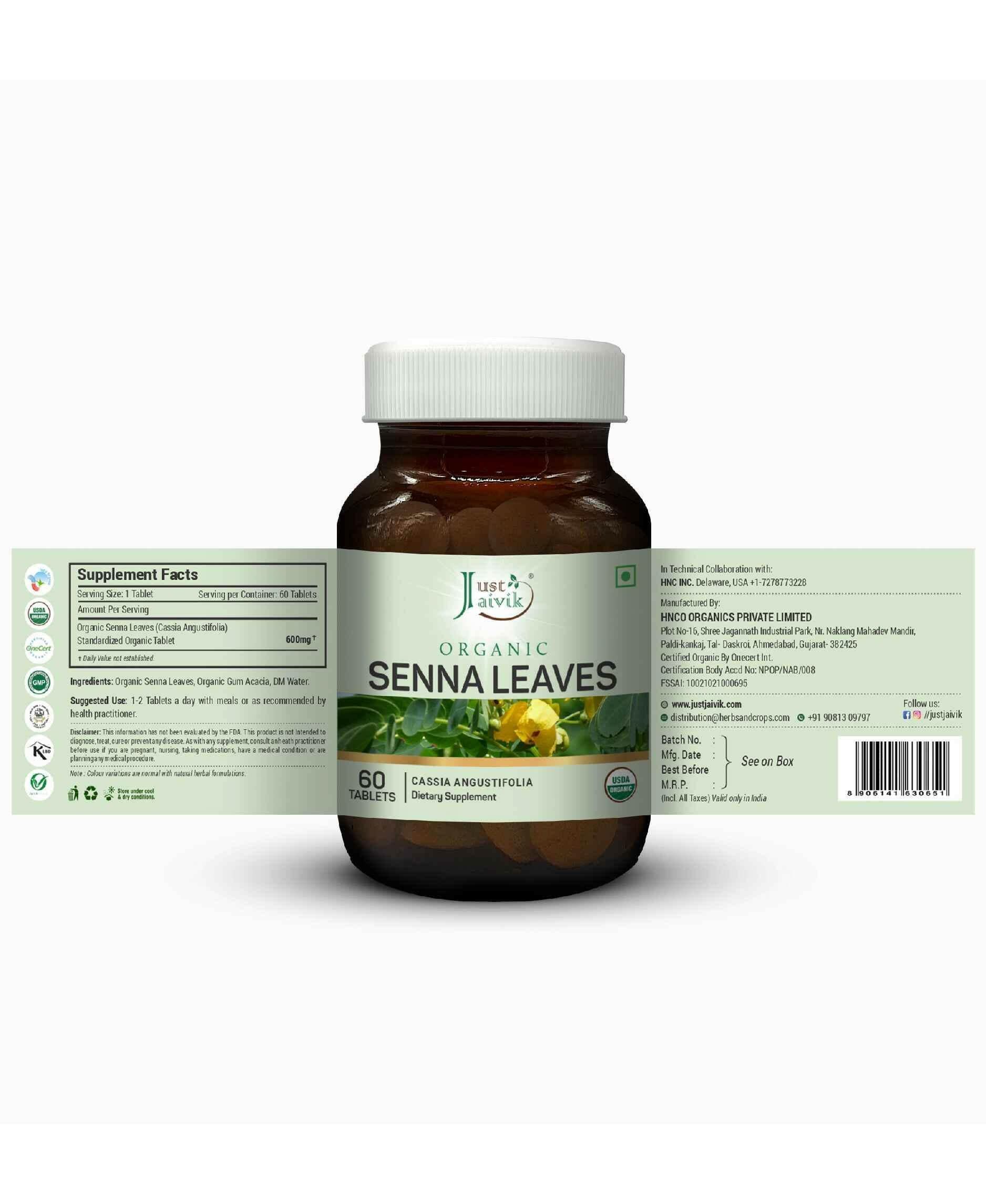 Just Jaivik Organic Senna Tablets package