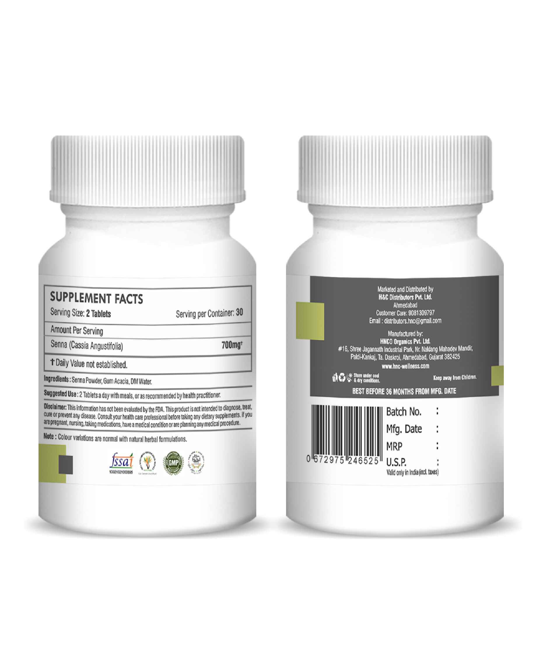 Ayurvedic senna tablets for short-term constipation