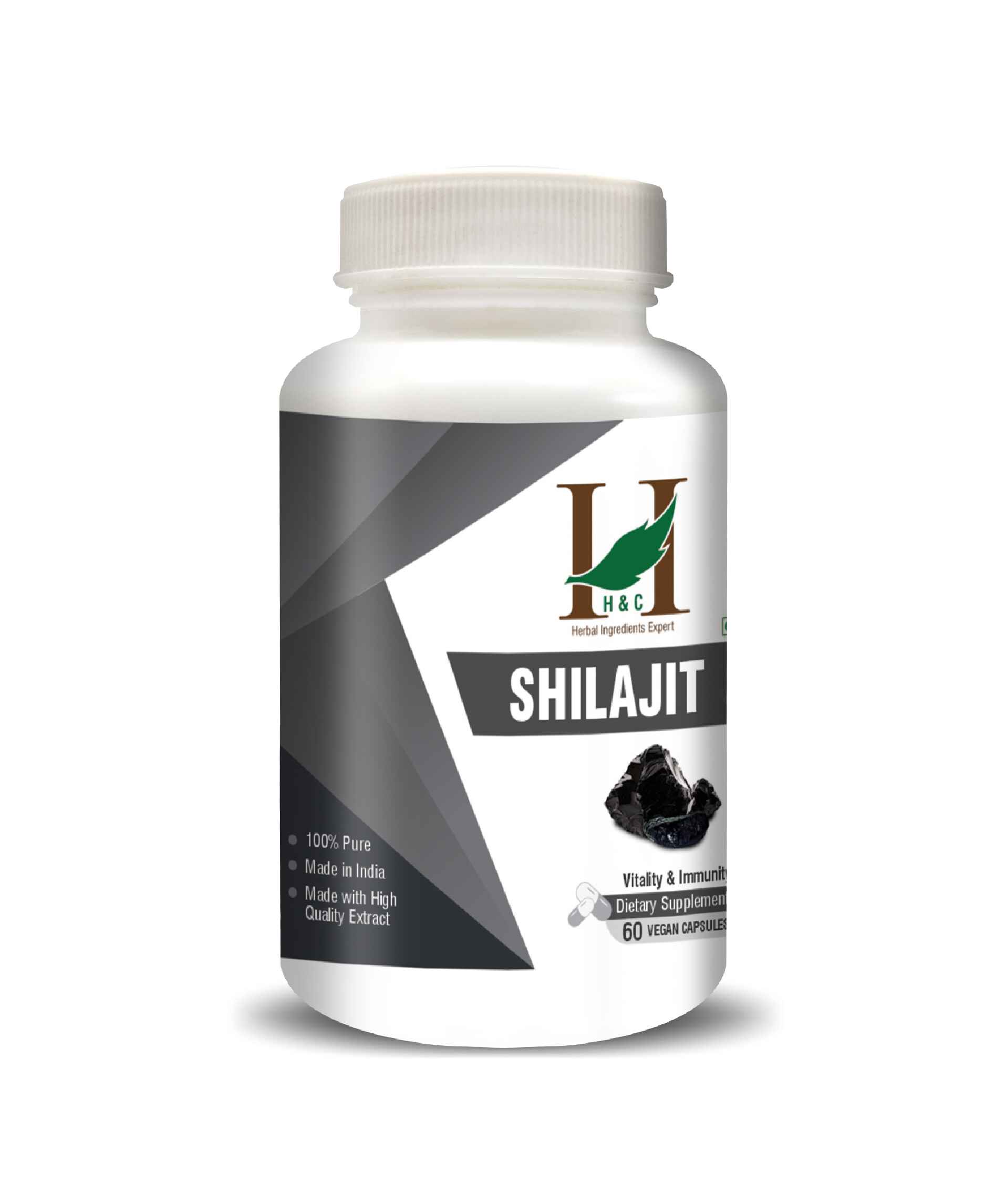 H&C Natural Shilajit capsules for men and women’s wellness