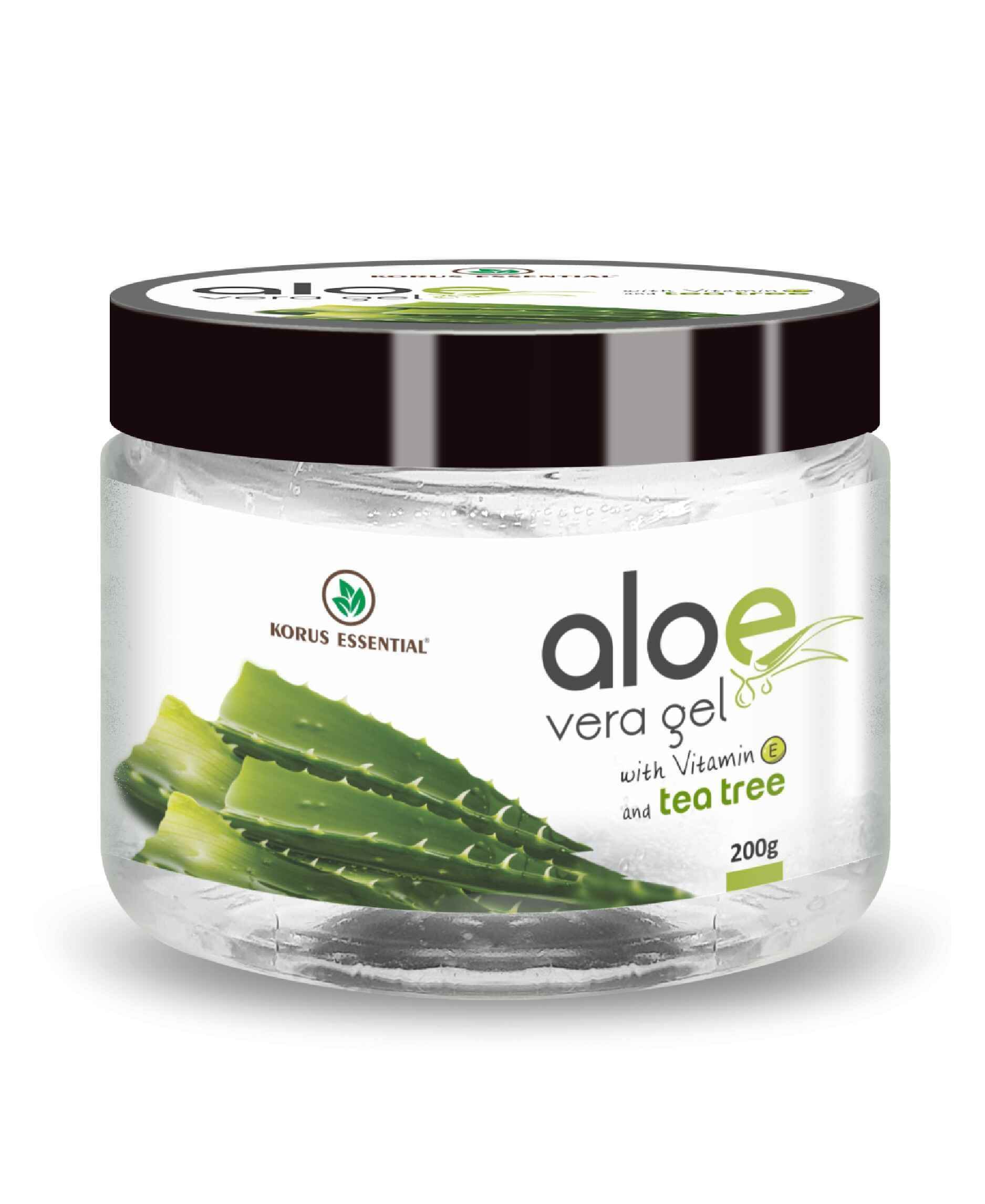 Korus Essential Aloe Vera Gel With Vitamin E and Tea Tree - 200gm.