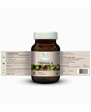 Just Jaivik Organic Triphala Tablets bottle front view