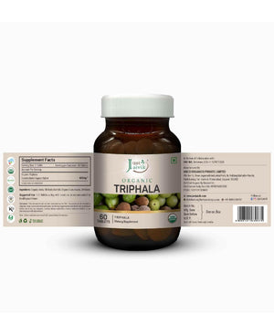 Just Jaivik Organic Triphala Tablets bottle front view