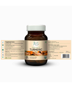 Just Jaivik Organic Turmeric Tablets 600mg bottle