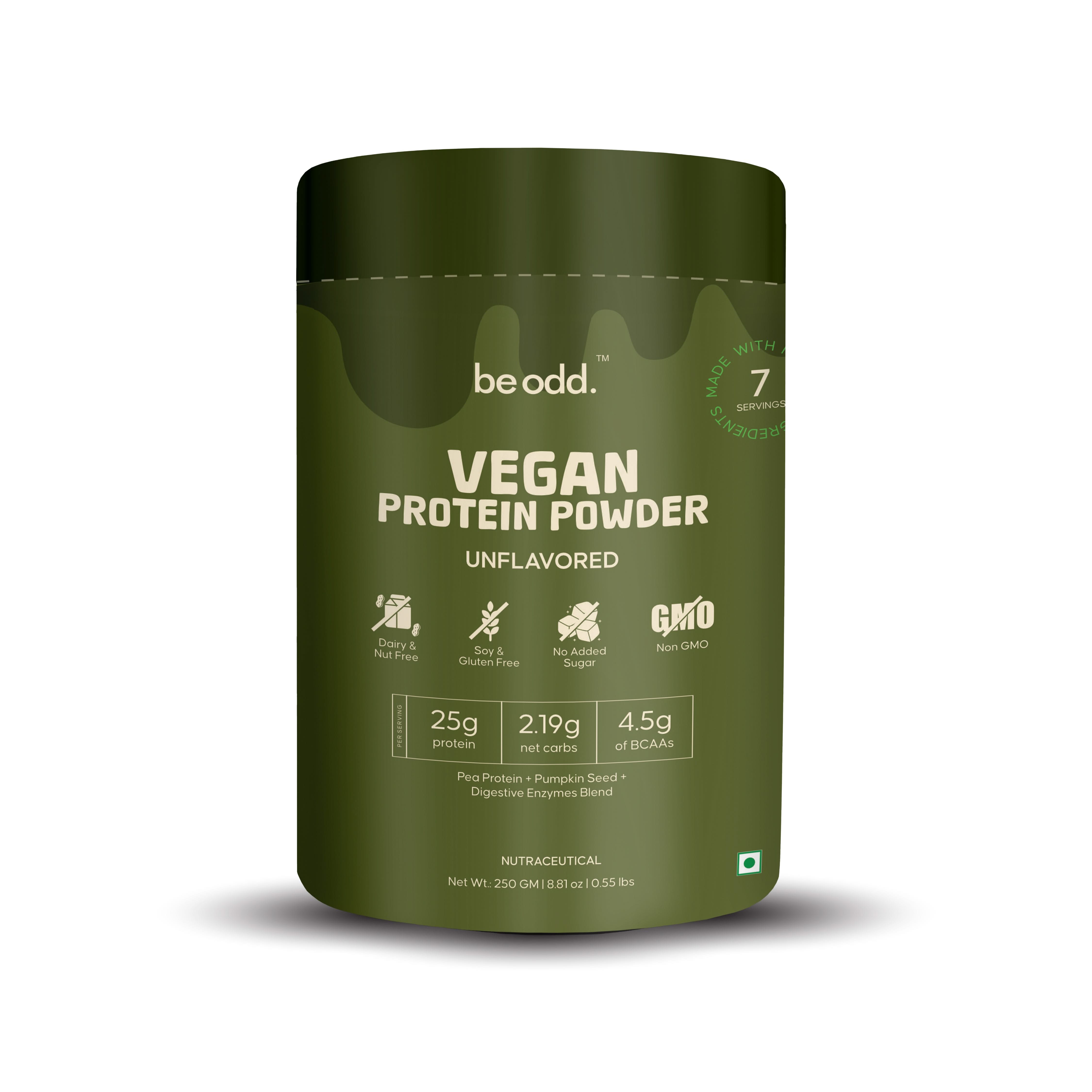 Be Odd Vegan Protein Powder Unflavored - 250gm.