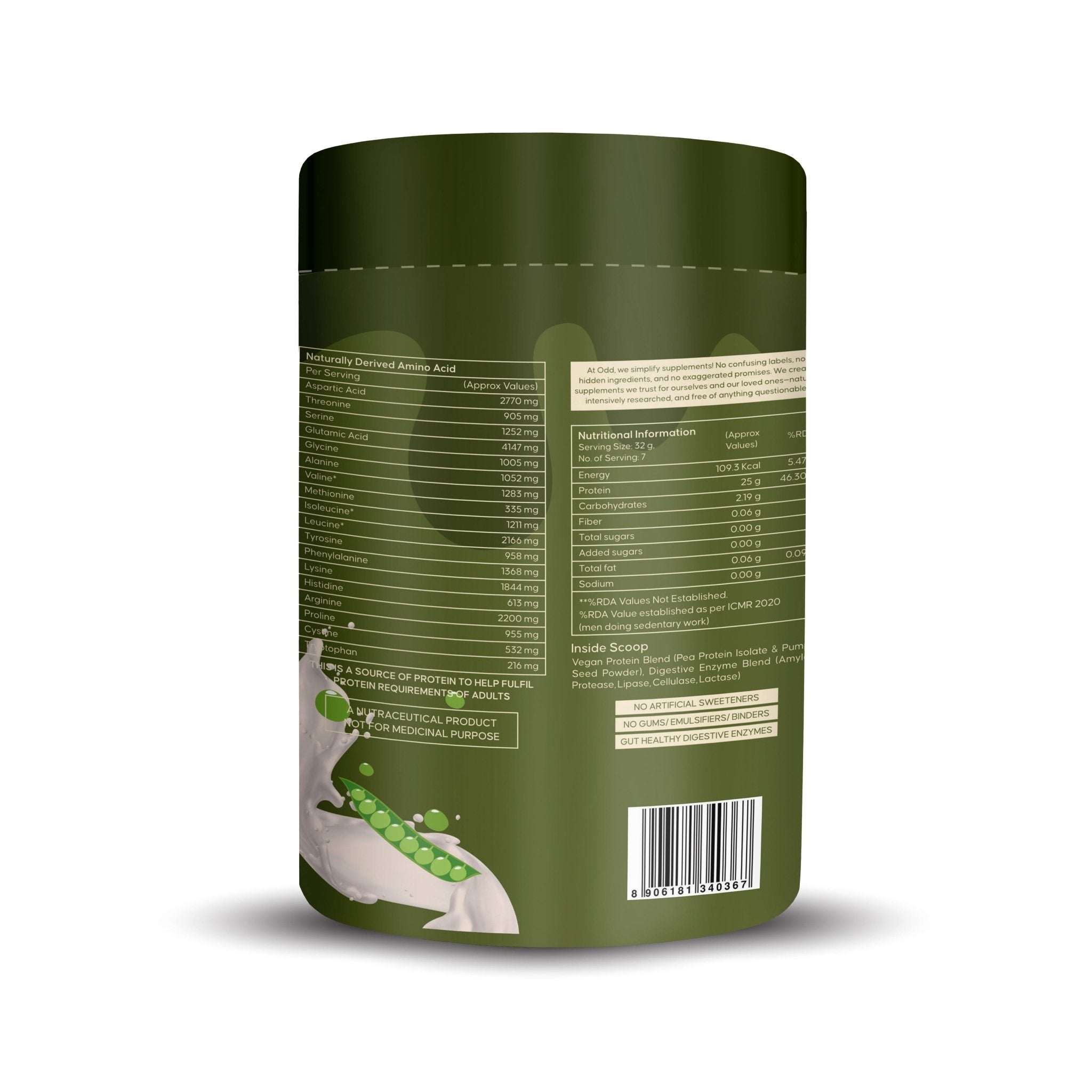 Be Odd Vegan Protein Powder Unflavored - 250gm - Health N Wellness Shop