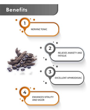 Vegan Kapikacchu tablets in eco-friendly packaging for stress relief and stamina