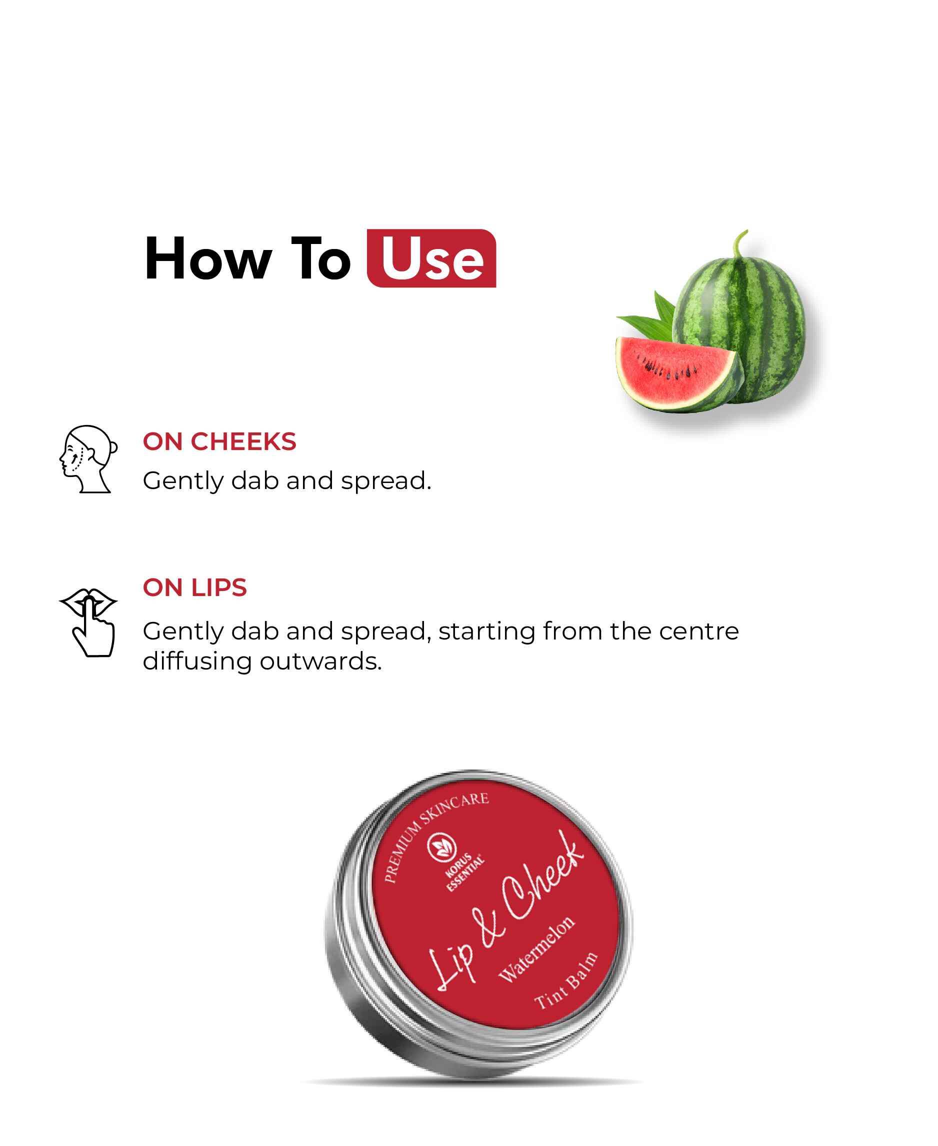 Korus Essential Watermelon Lip & Cheek Tint Balm - 8gm (Pack of 2).