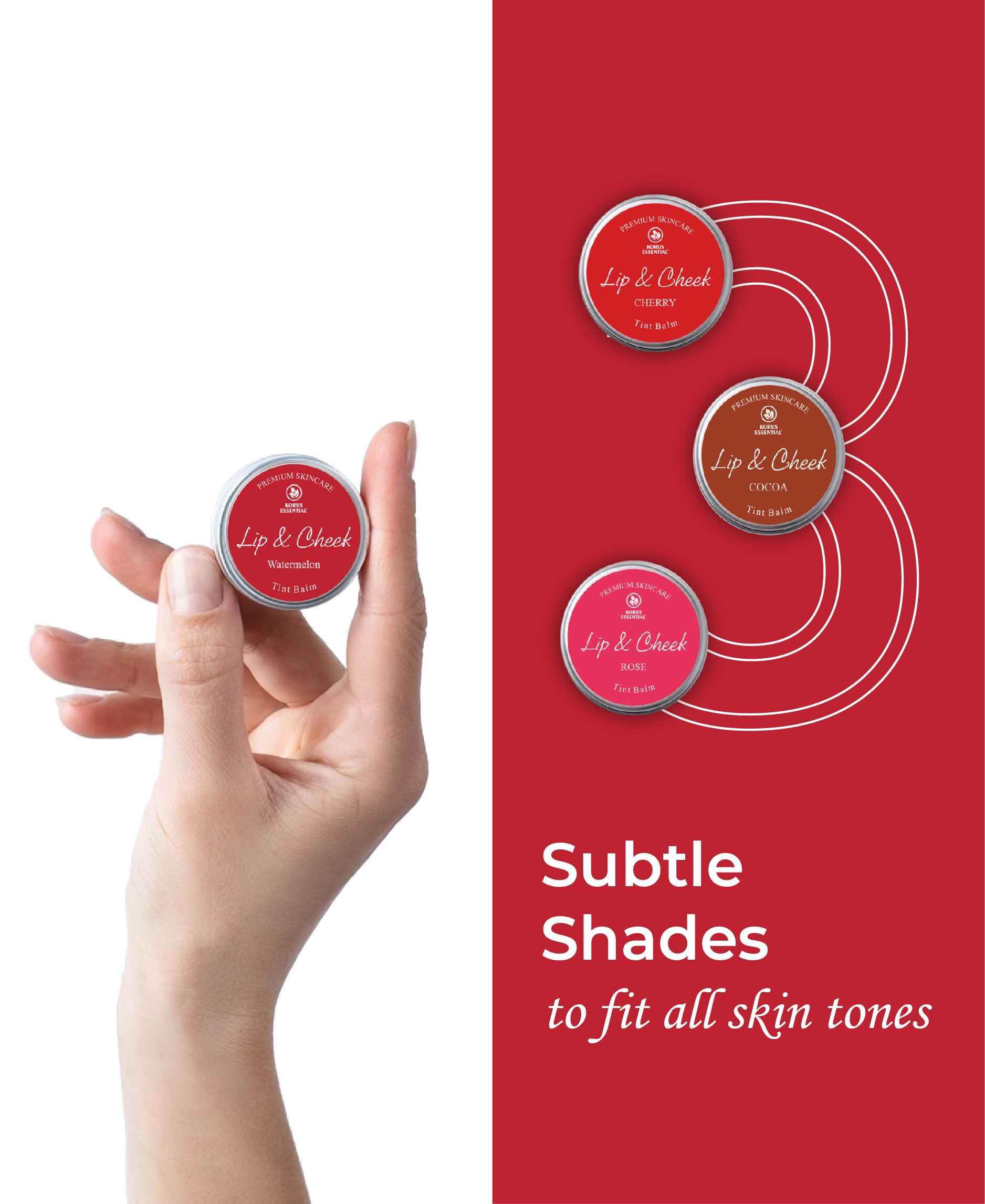 Korus Essential Watermelon Lip & Cheek Tint Balm - 8gm (Pack of 2).