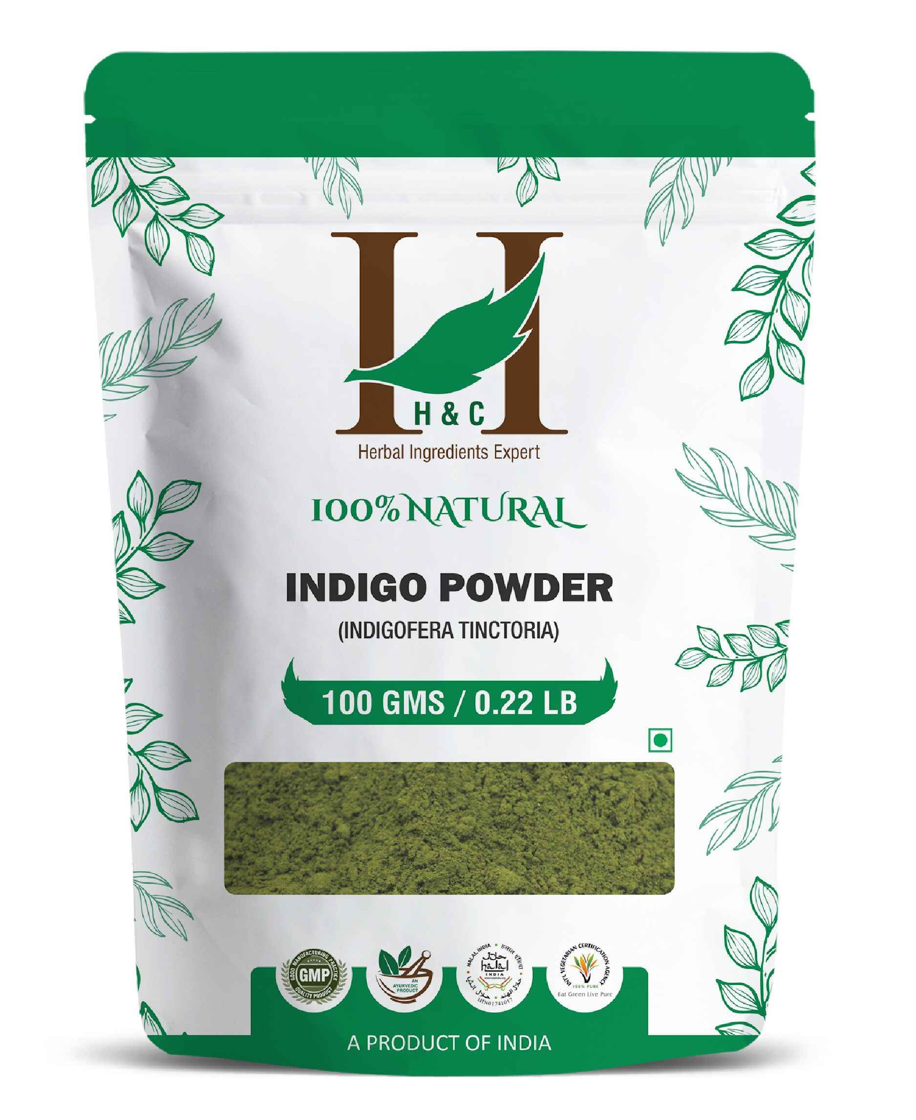 H&C Natural Indigo Leaf Powder - 100gm (Pack of 5) For Hair.