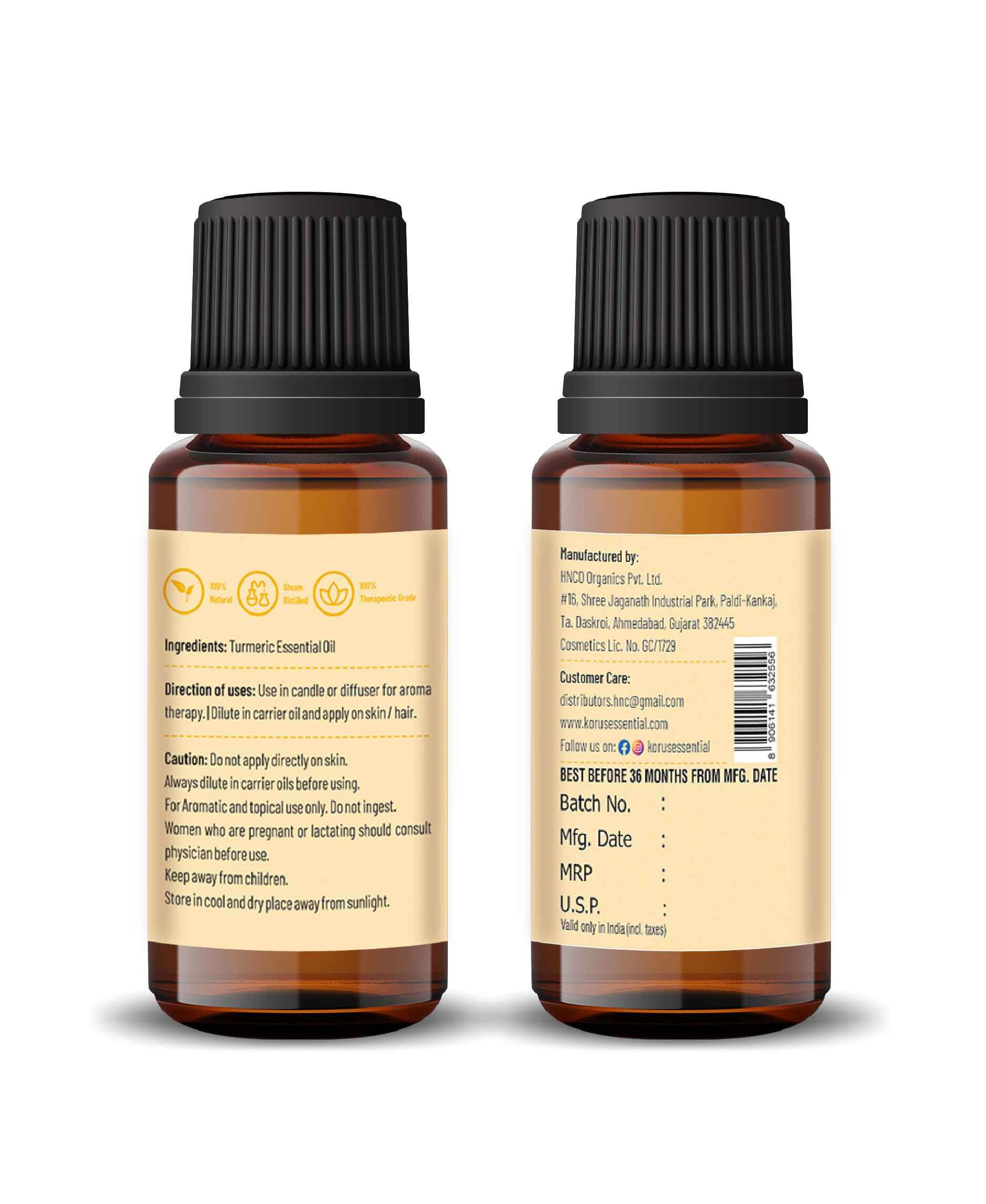 Turmeric Essential Oil – 15ml | Pure Natural Aromatherapy & Skin Support (Pack of 2).