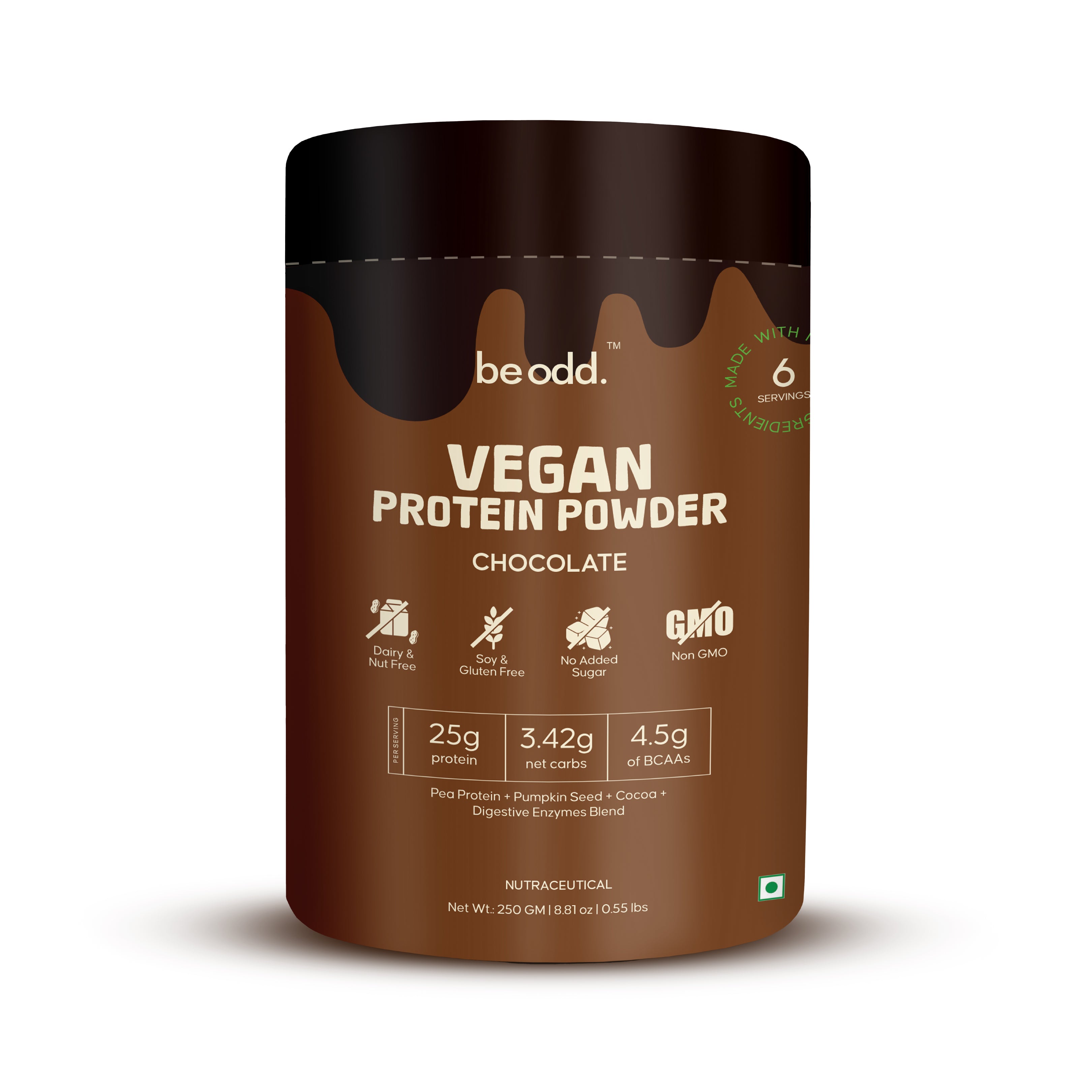Be Odd Vegan Protein Powder Chocolate Flavored - 250gm.