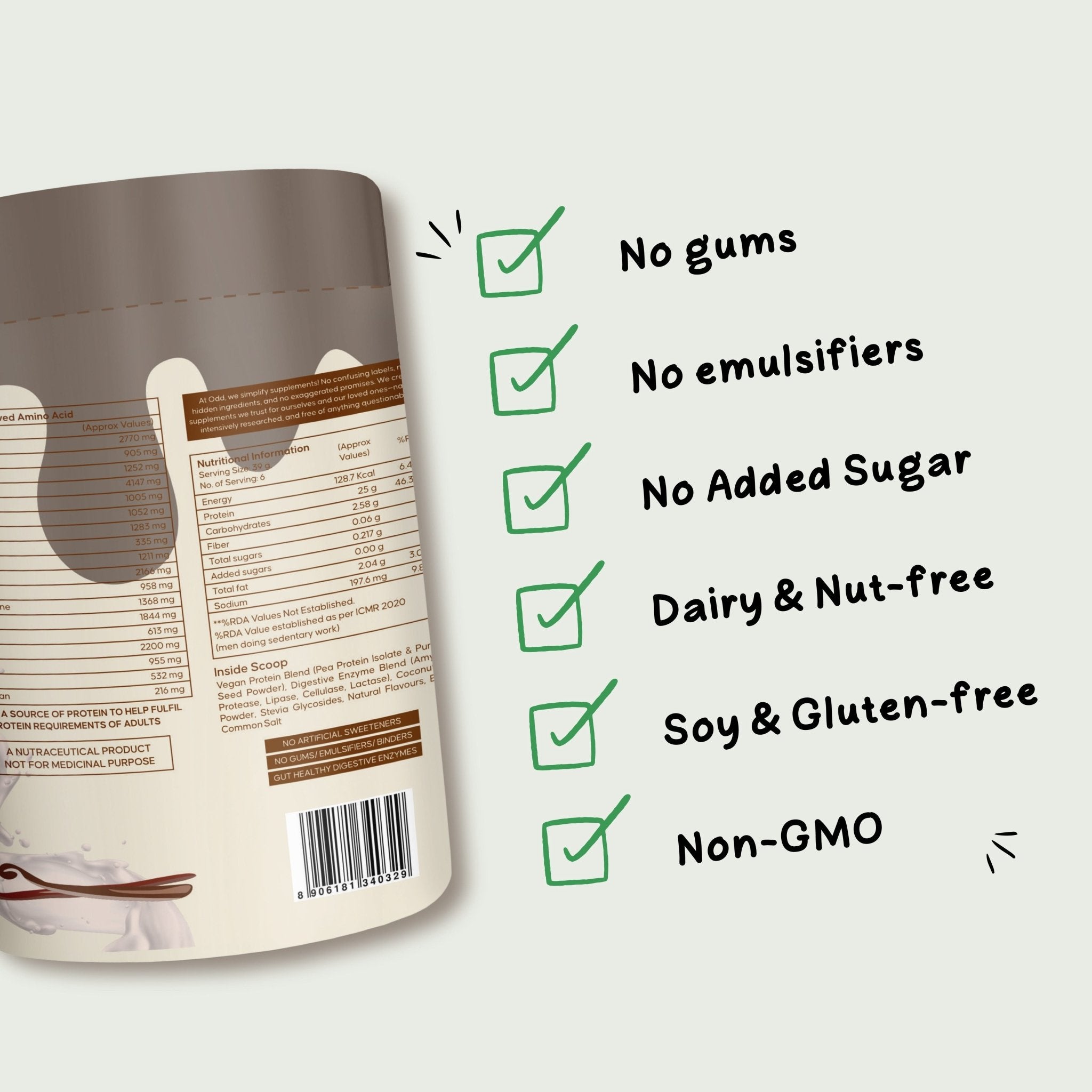 Be Odd Vegan Protein Powder Vanilla Flavored - 250gm - Health N Wellness Shop