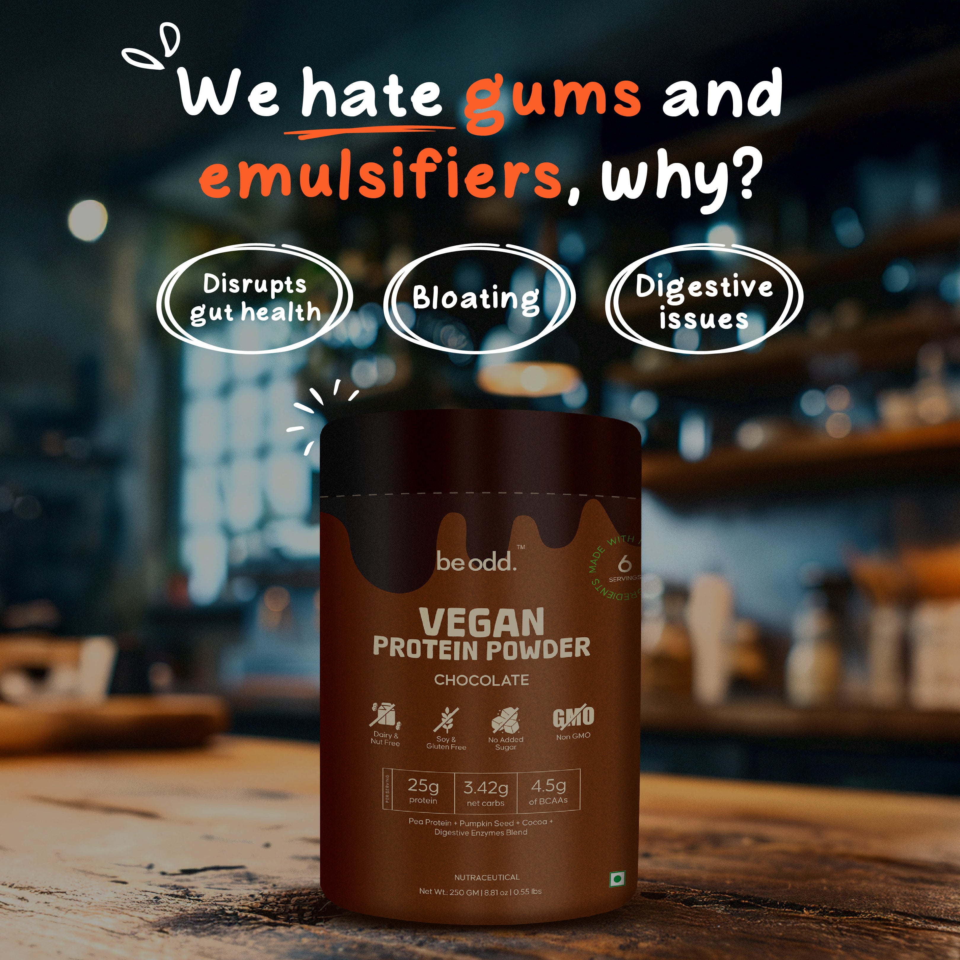 Be Odd Vegan Protein Powder Chocolate Flavored - 250gm.