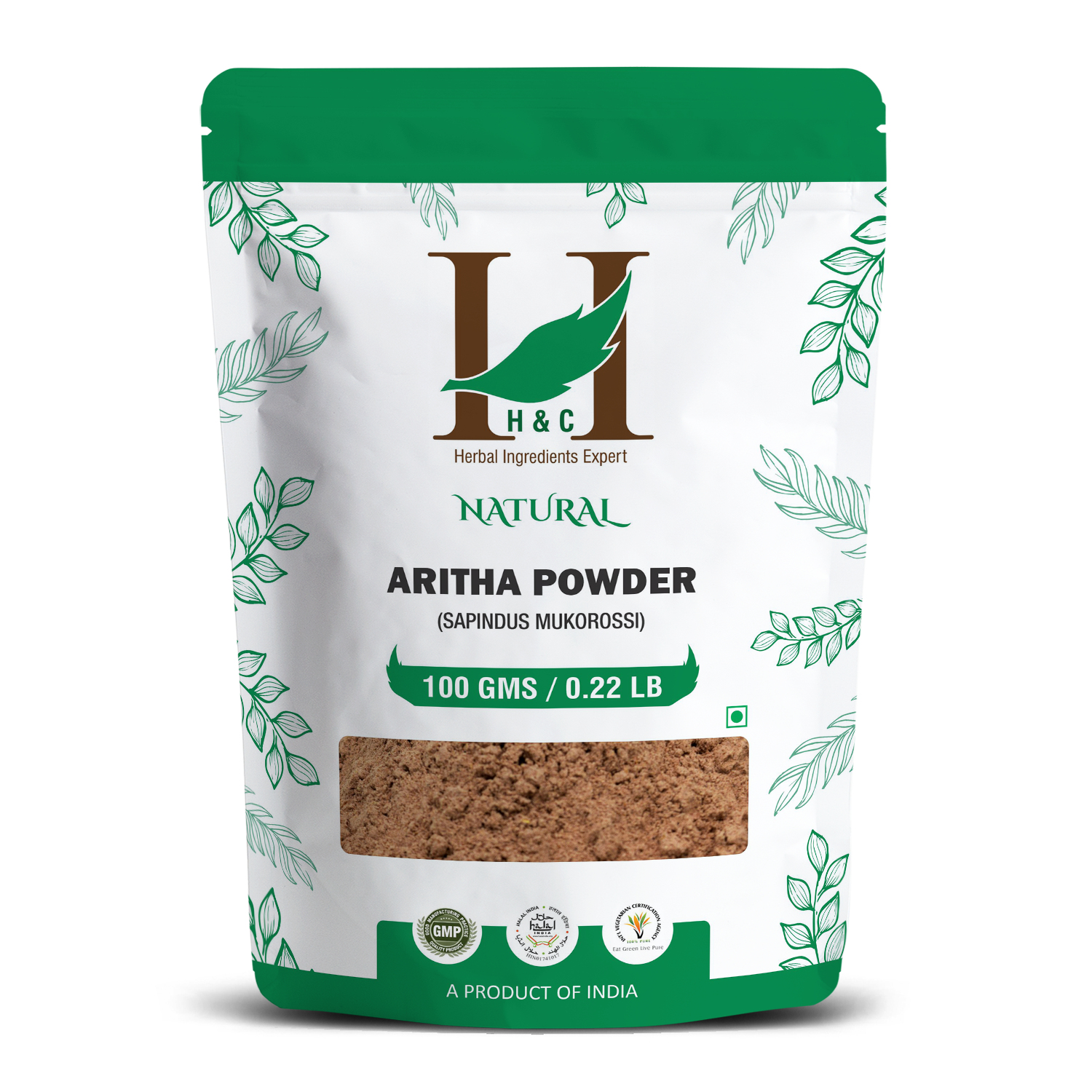 H&C Natural Aritha Powder 100gm - Natural Hair & Skin Cleanser