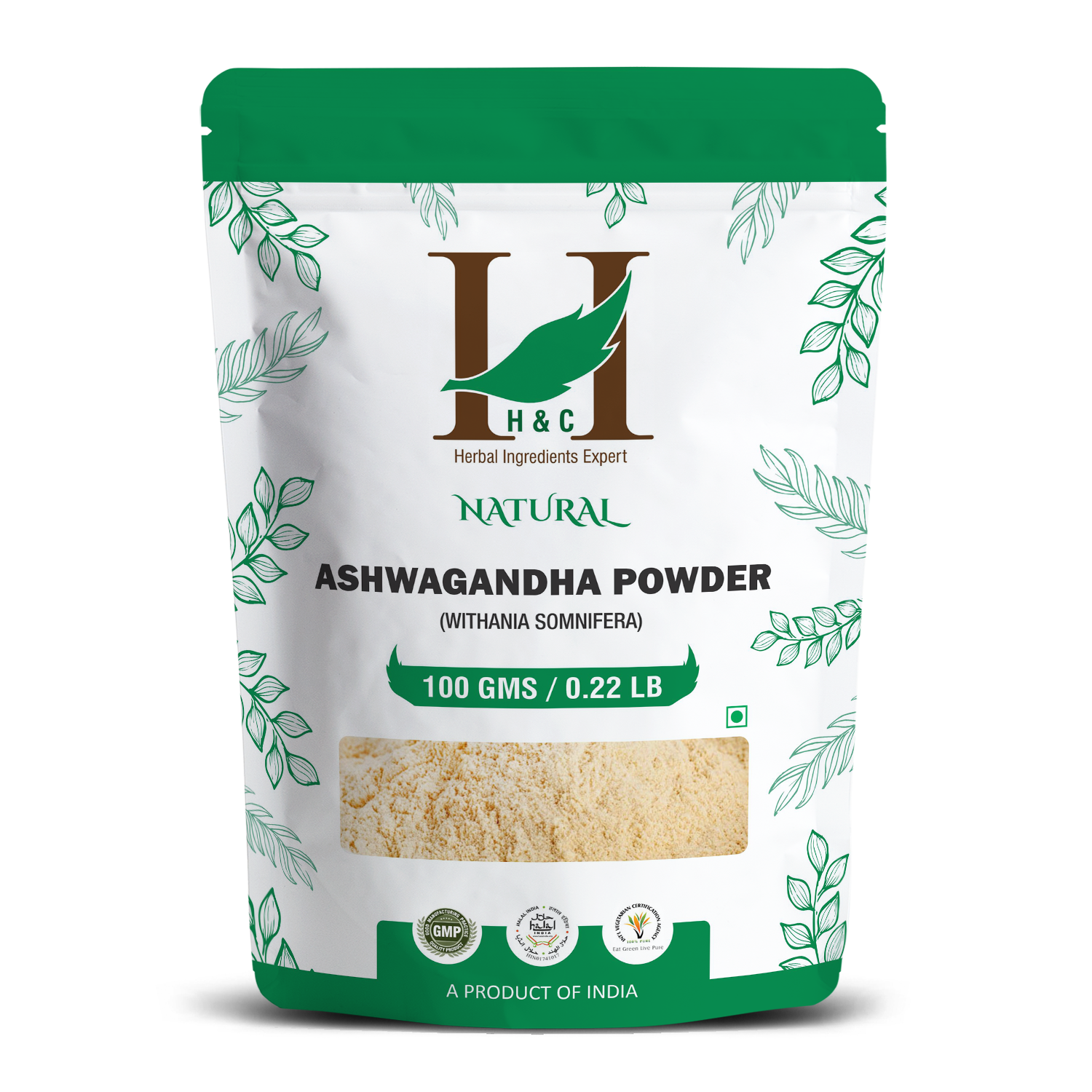 H&C Natural Ashwagandha Powder 100gm - Adaptogenic Stress Support