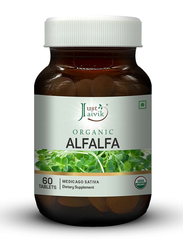 Organic Alfalfa Tablets - 600 mg, 60 counts | Just Jaivik