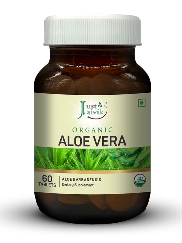 Just Jaivik Organic Aloe Vera Tablets - 600mg, 60 Tablets