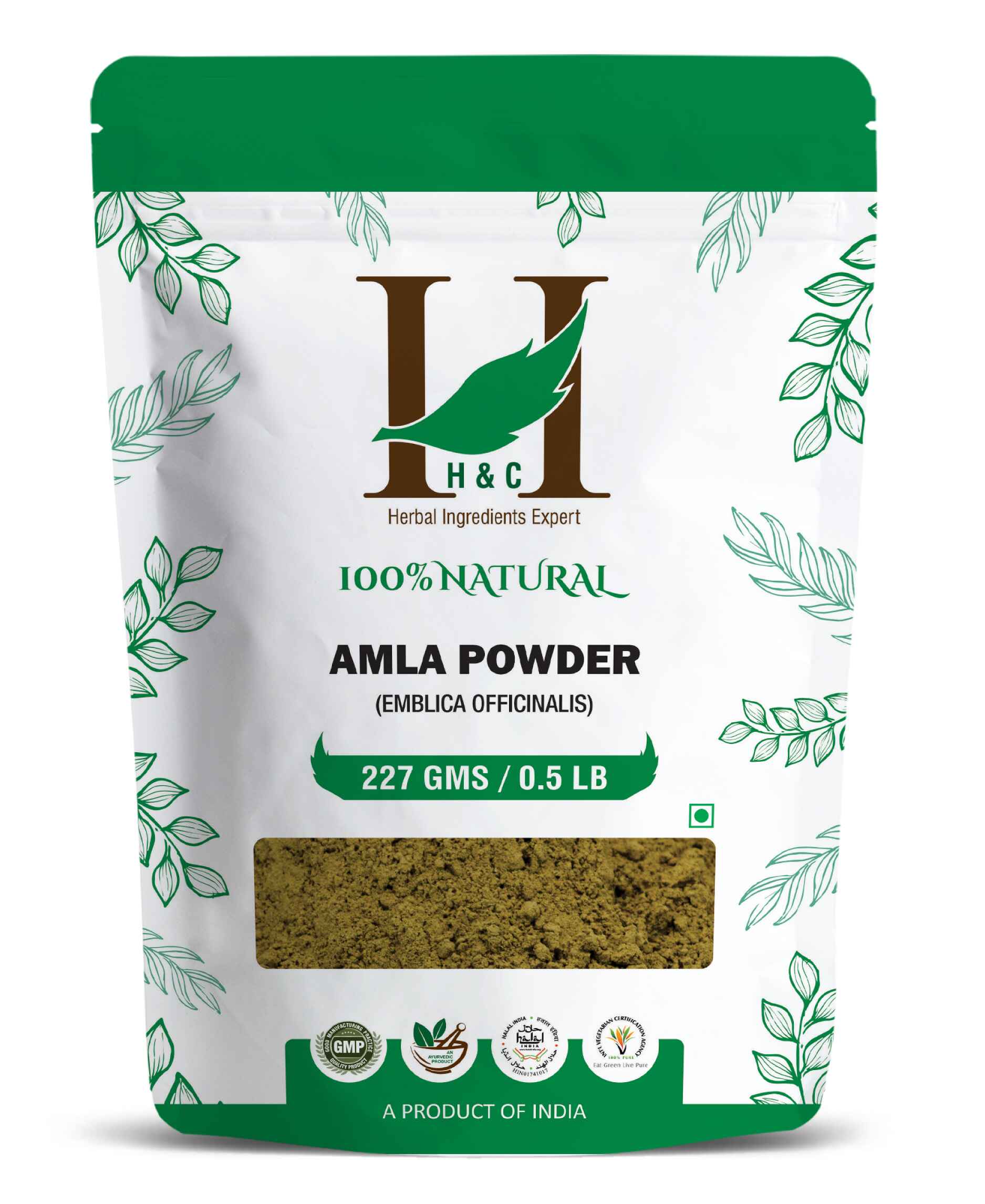 H&C Natural Amla (Indian Gooseberry) Powder - 100gm (Pack of 4).