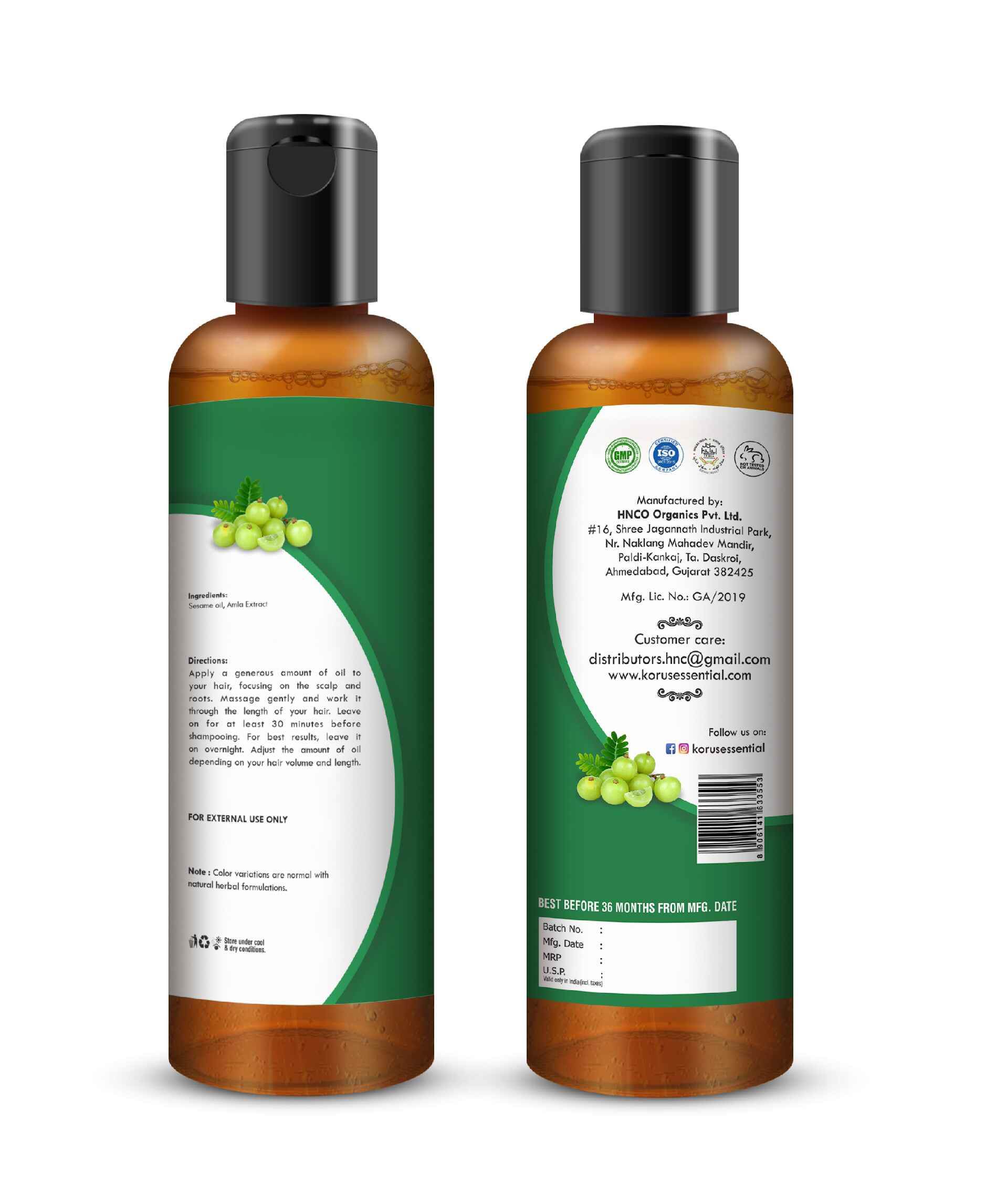 Korus Essential Amla Oil - 200ml  - 6.76 fl oz.