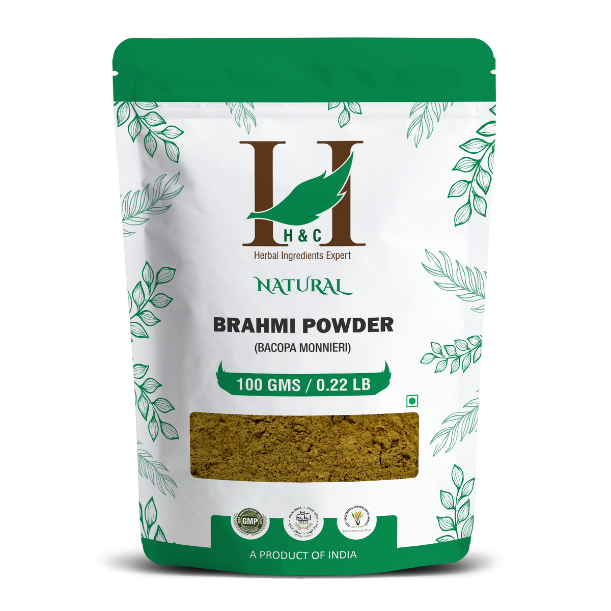 H&C Natural Brahmi Powder 100gm - Memory & Focus Booster | Brain Tonic