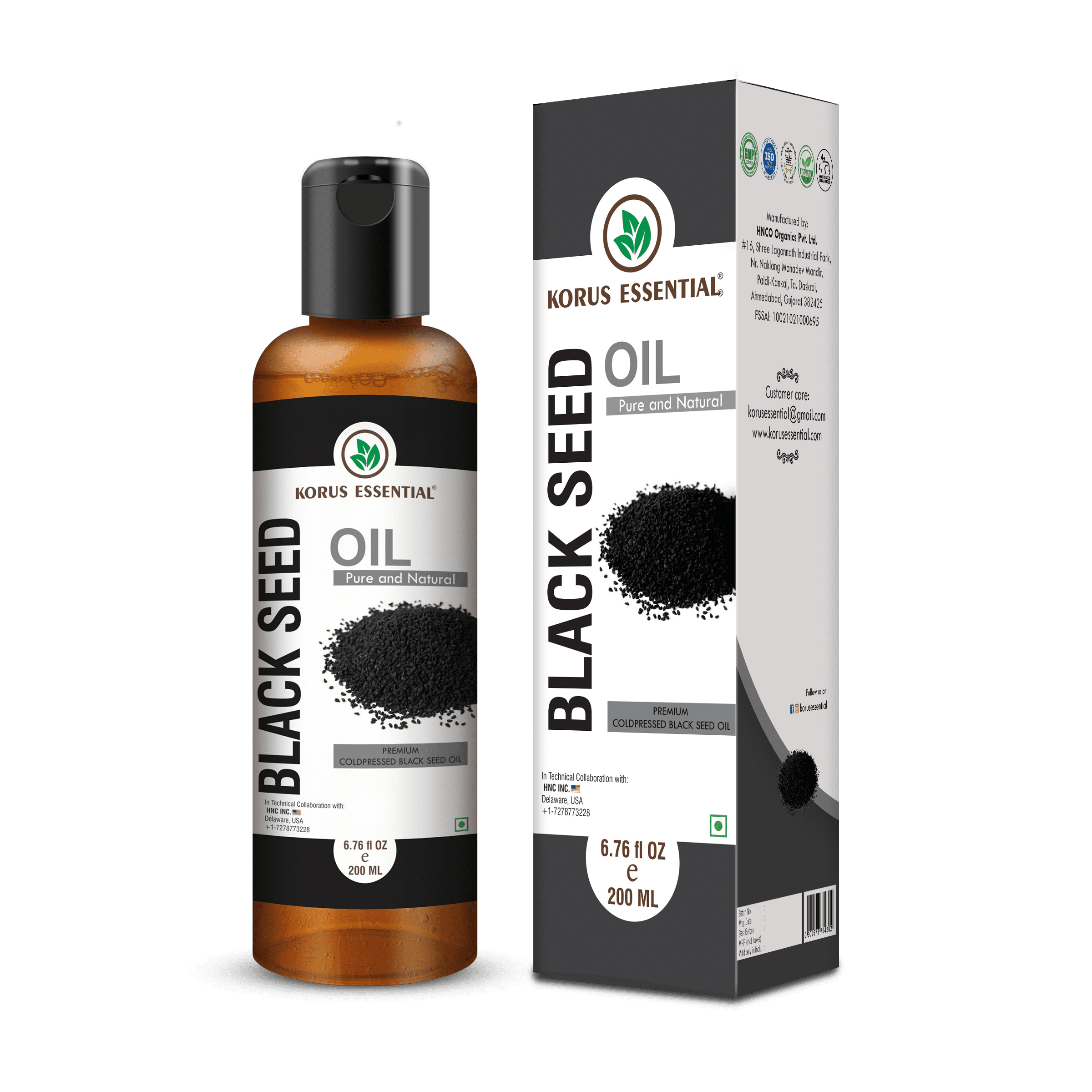 Black Seed Oil 200ml - 6.76 fl oz By Korus Essential