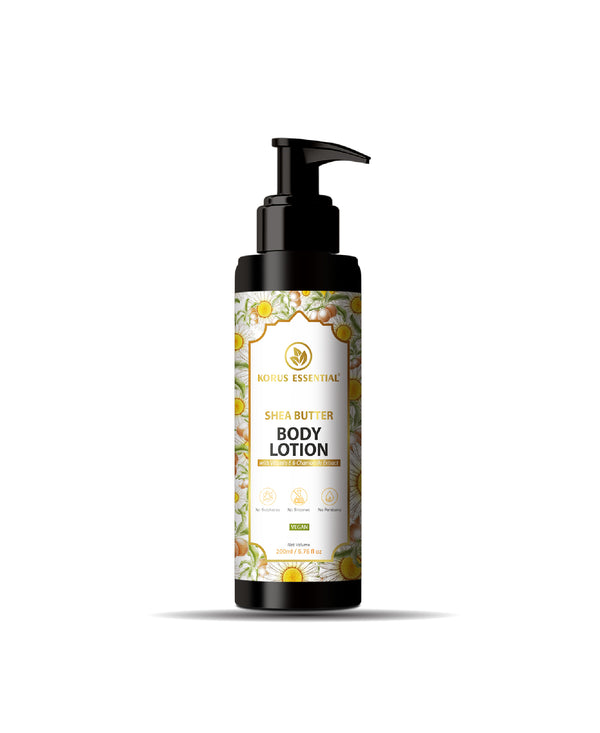 Shea Butter Body Lotion with Vitamin E and Chamomile Extract - 200 ml | Korus Essential