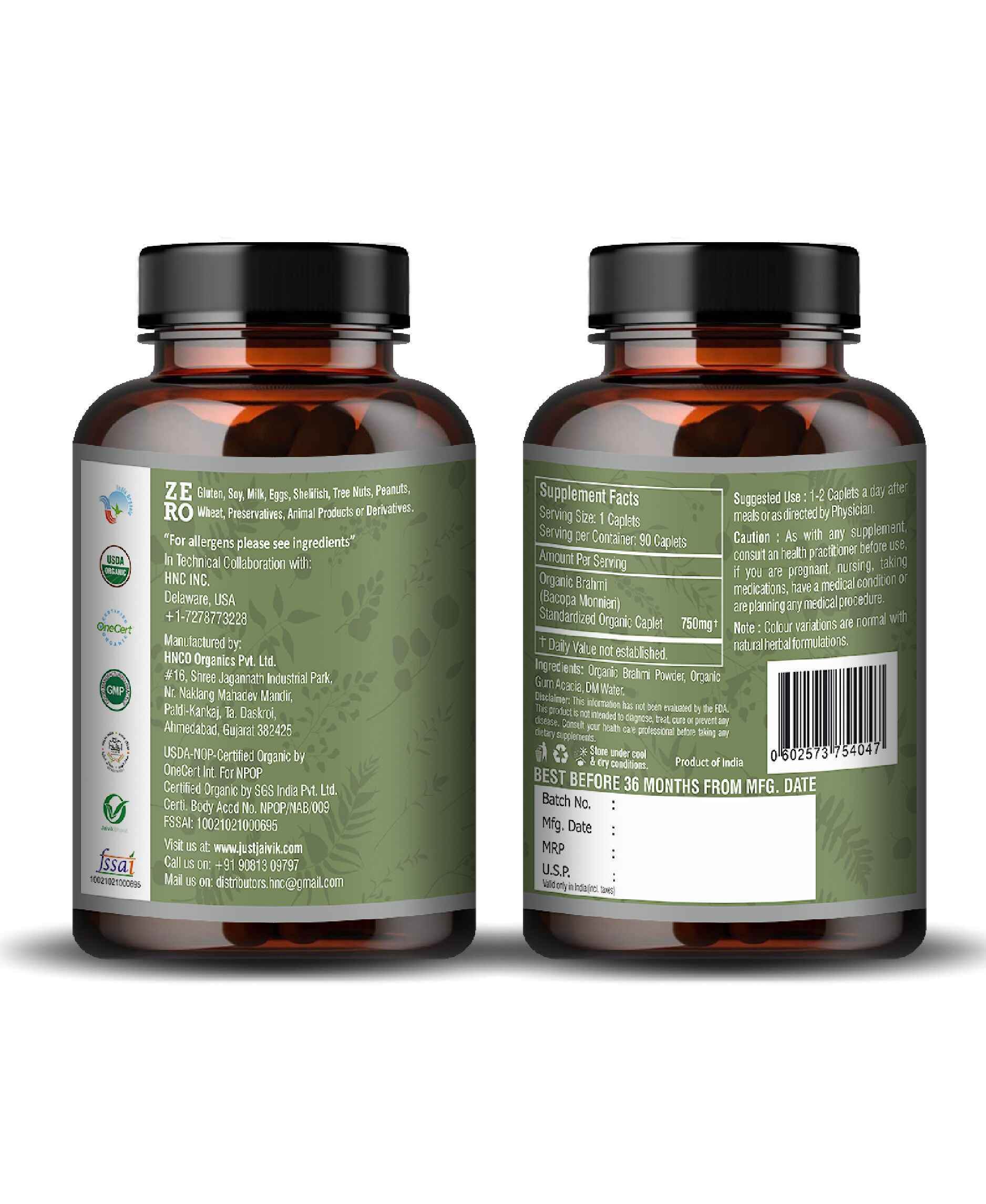 Organic Brahmi caplets for memory enhancement