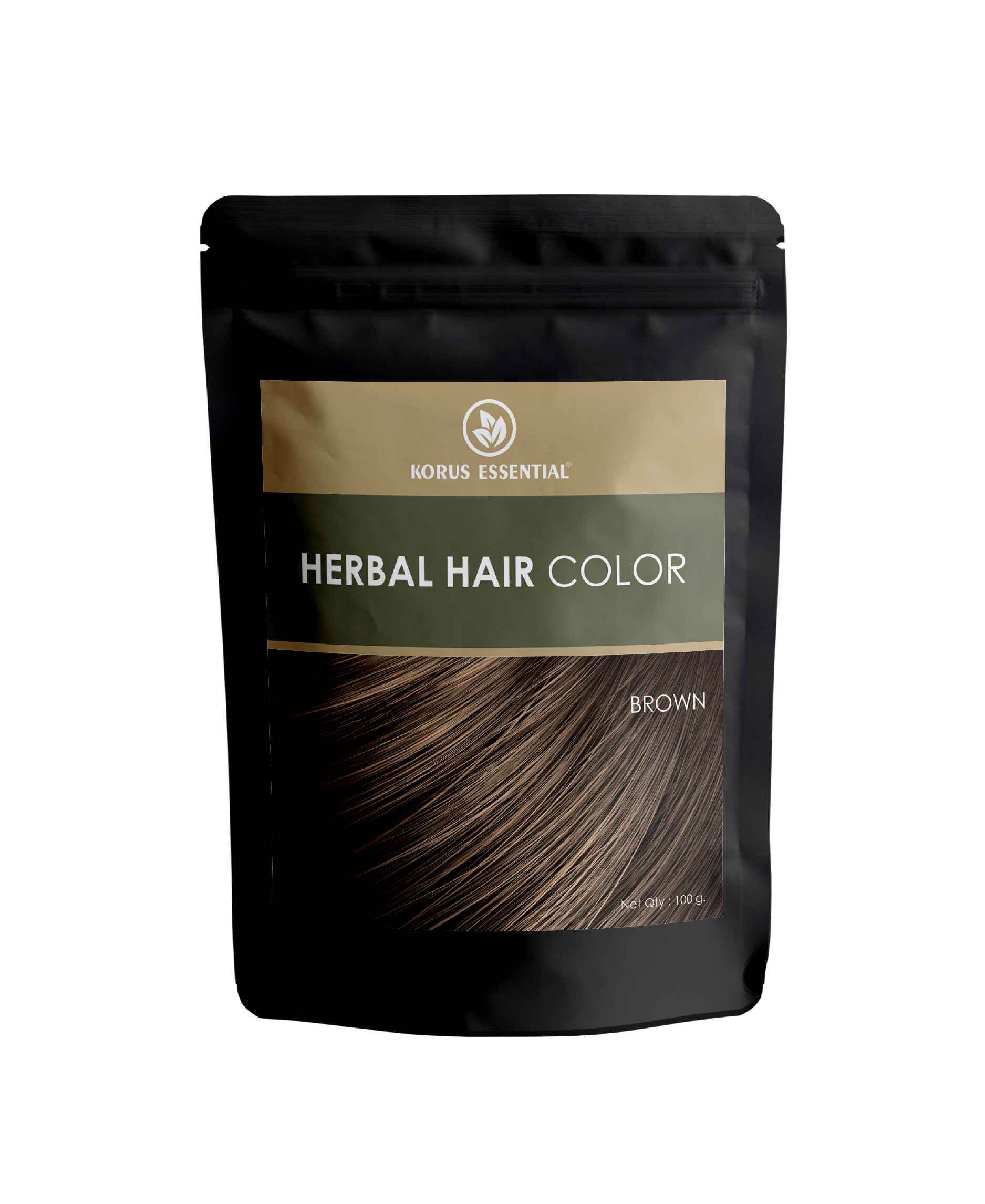 Korus Essential Herbal Hair Color (Brown) - 100g (Pack of 3).