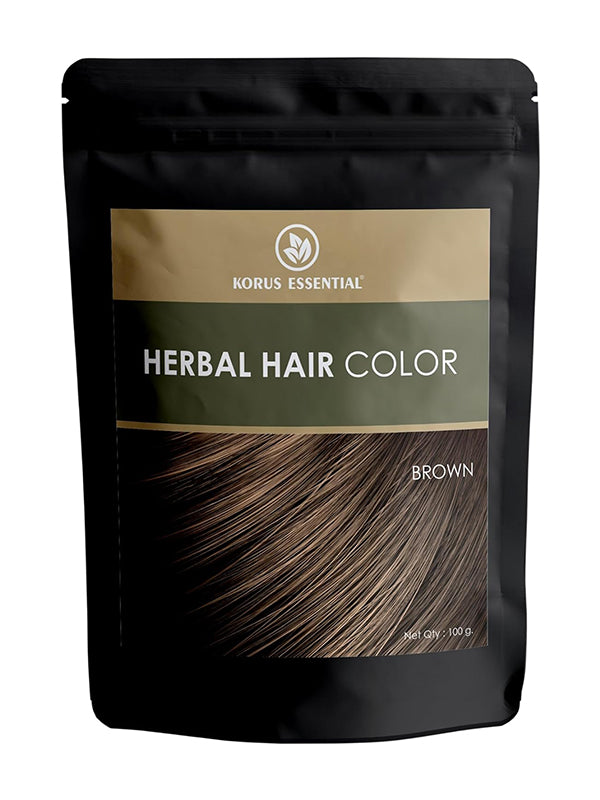KORUS ESSENTIAL Herbal Hair Color (Brown) - 100g | with Henna, Amla, Aritha, etc.