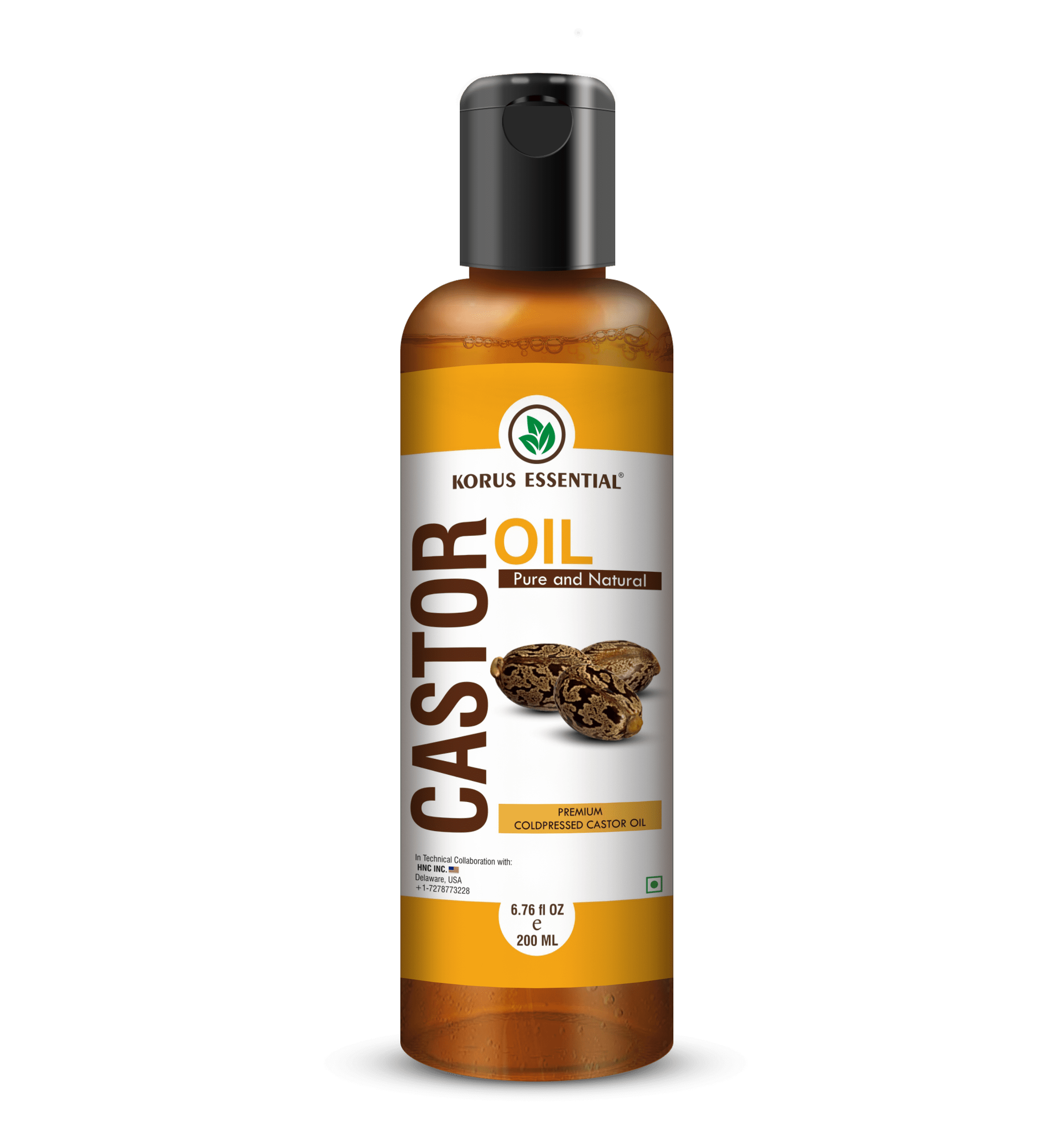 Castor Oil 200ml - 6.76 fl oz By Korus Essential