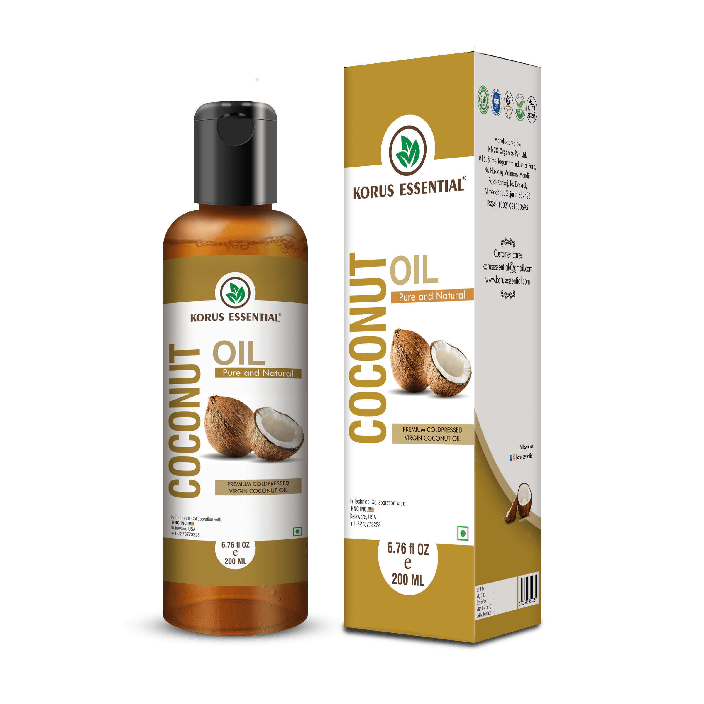 Coconut Oil 200ml - 6.76 fl oz By Korus Essential