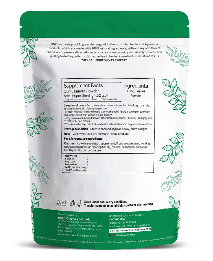 Natural Curry Leaves Powder - 100gm - Health N Wellness Shop