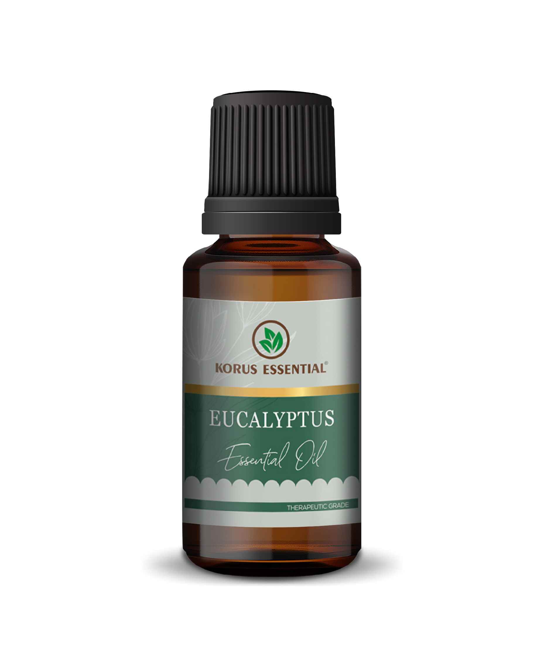 Eucalyptus essential oil bottle with Nilgiri purity label