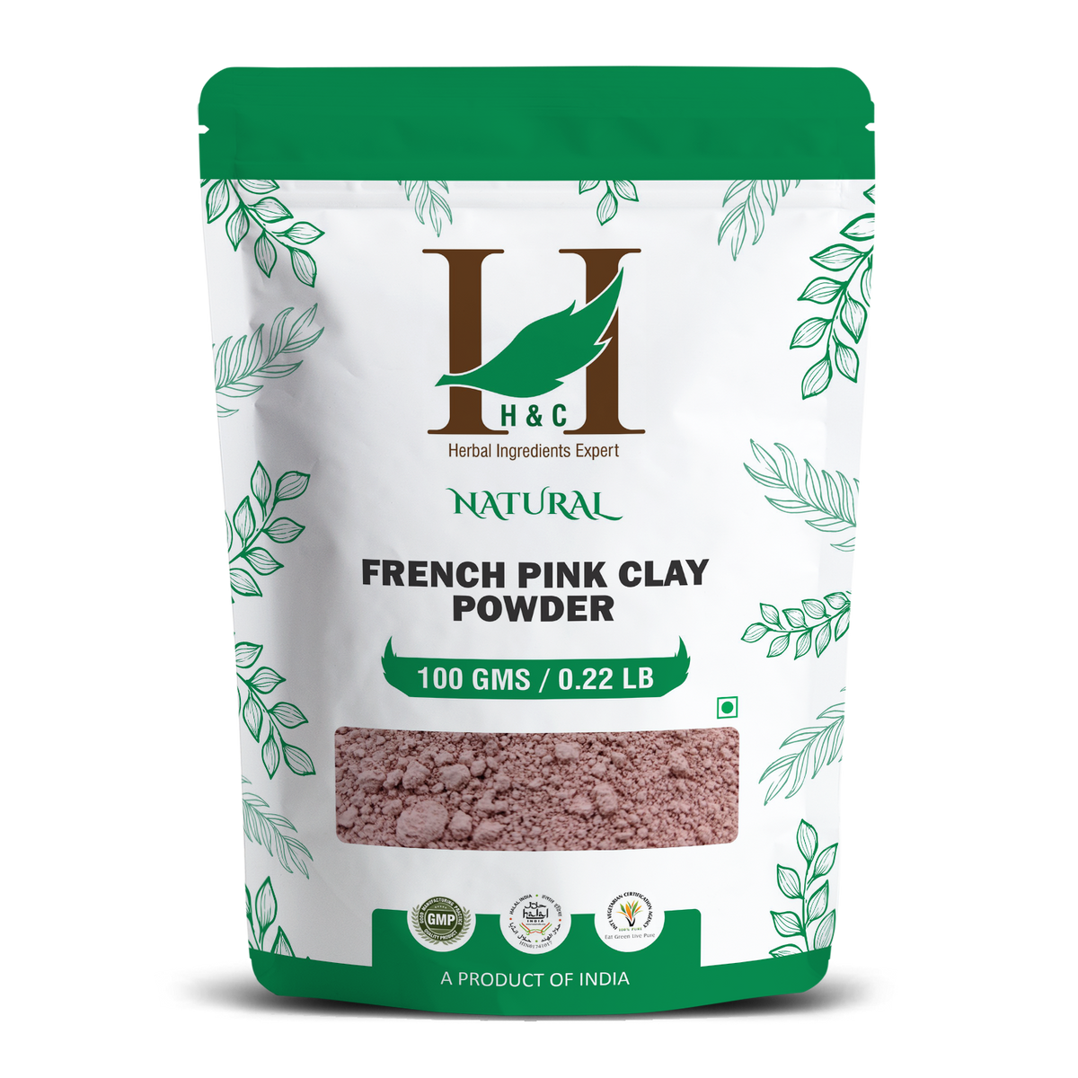 H&C Natural French Pink Clay Powder 100gm - Gentle Glow & Balance