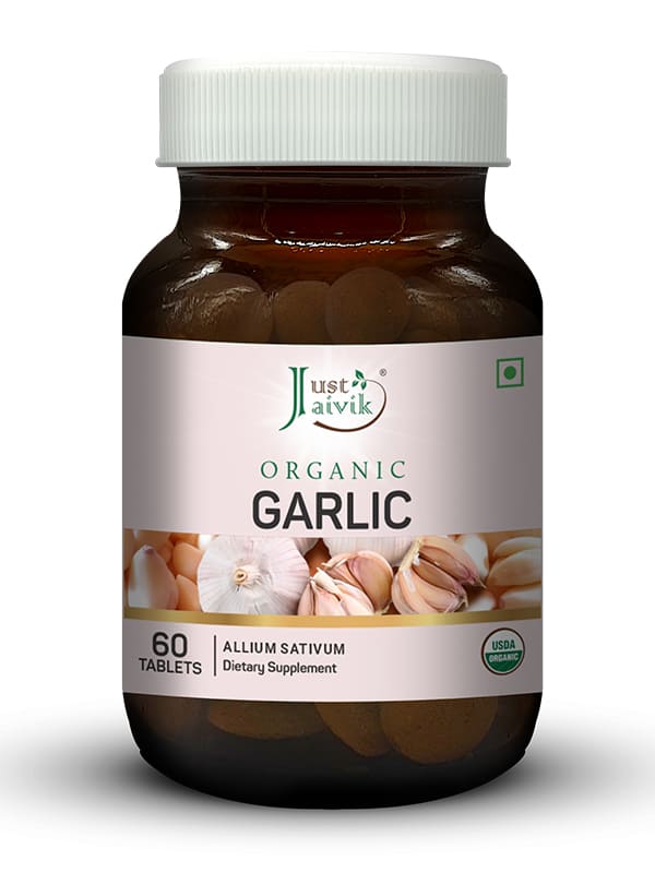 Just Jaivik Organic Garlic Tablets - 600mg, 60 Tablets