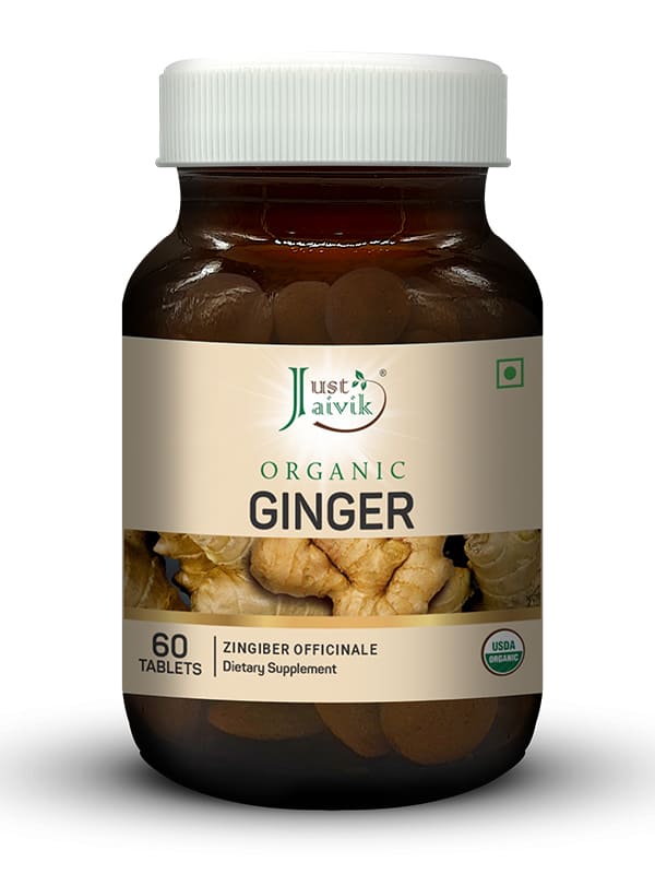 Just Jaivik Organic Ginger Tablets - 600mg, 60 Tablets