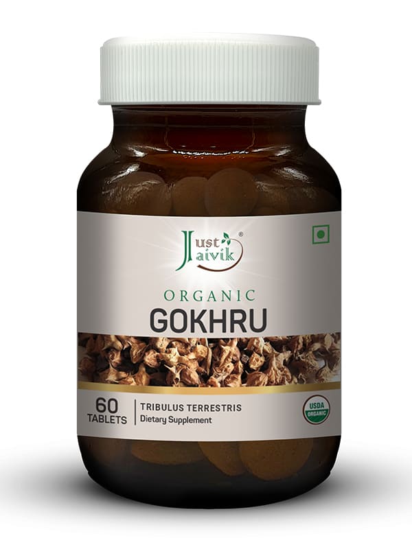 Just Jaivik Organic Gokhru Tablets - 600mg, 60 Tablets