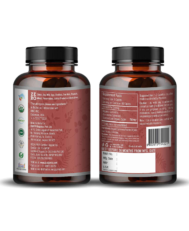 Organic Gudmar/Gymnema Caplet - 750mg, 90 count - Health N Wellness Shop
