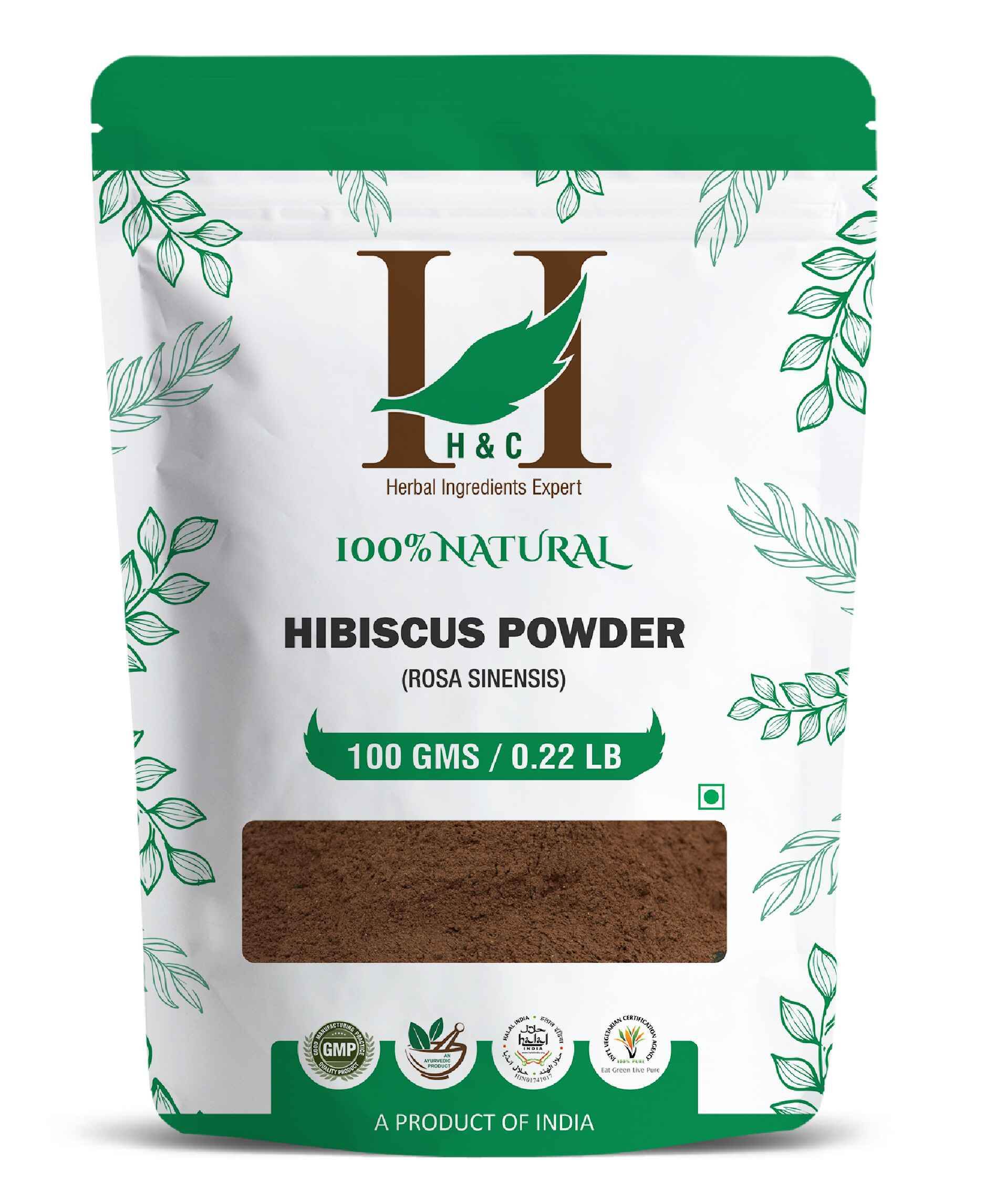 H&C Natural Hibiscus Powder - Rosa Sinensis - 100gm - ( Pack of 2 ).