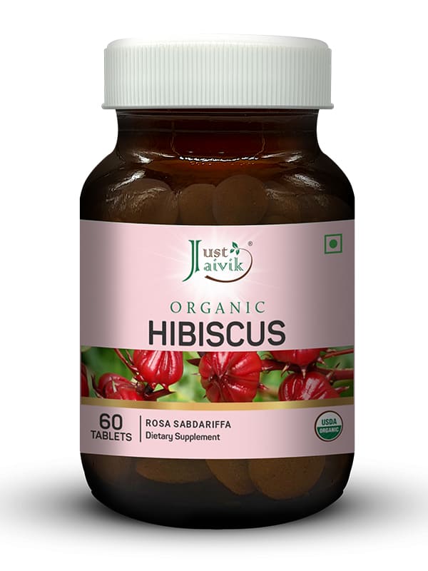 Just Jaivik Organic Hibiscus Tablets - 600mg, 60 Tablets