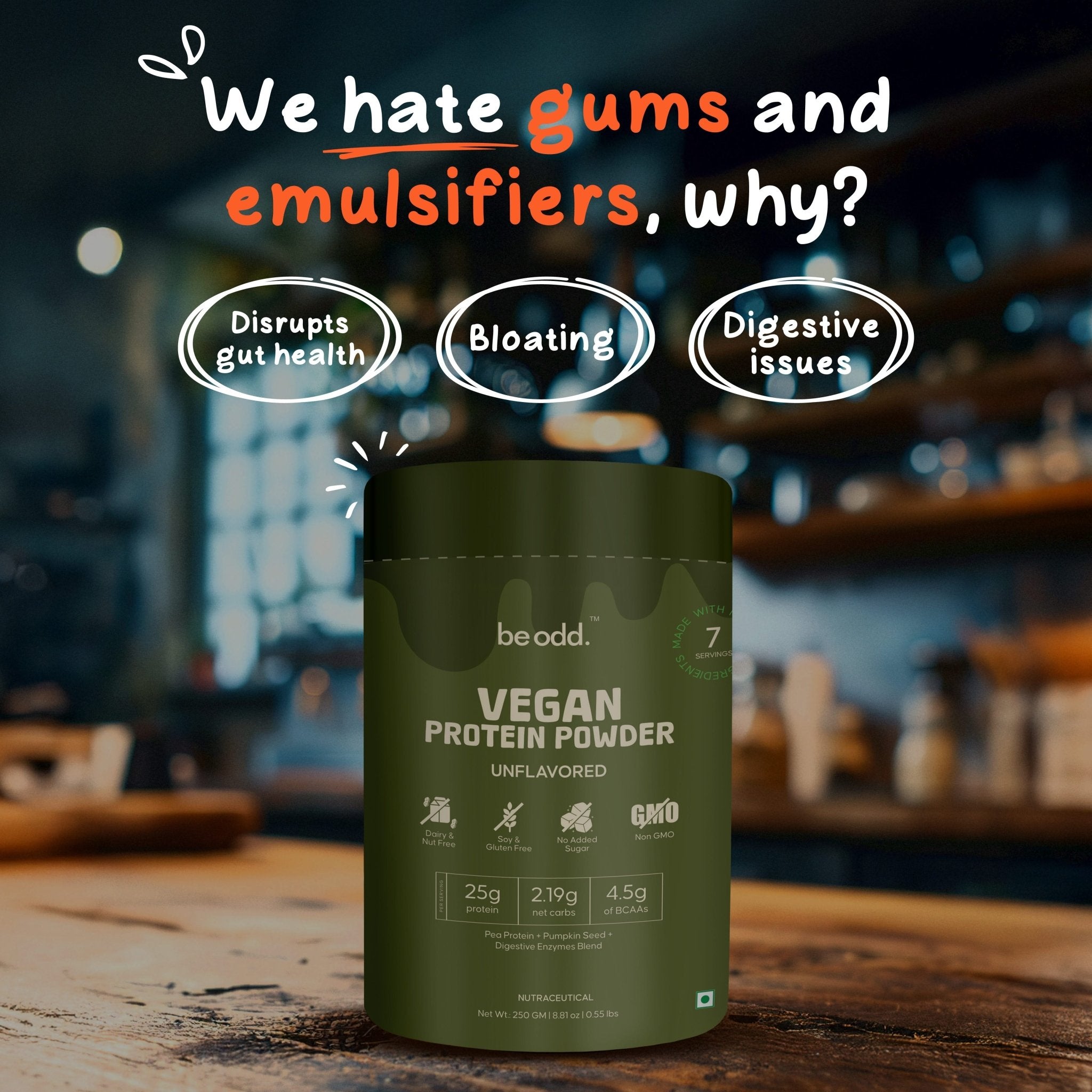 Be Odd Vegan Protein Powder Unflavored - 250gm - Health N Wellness Shop