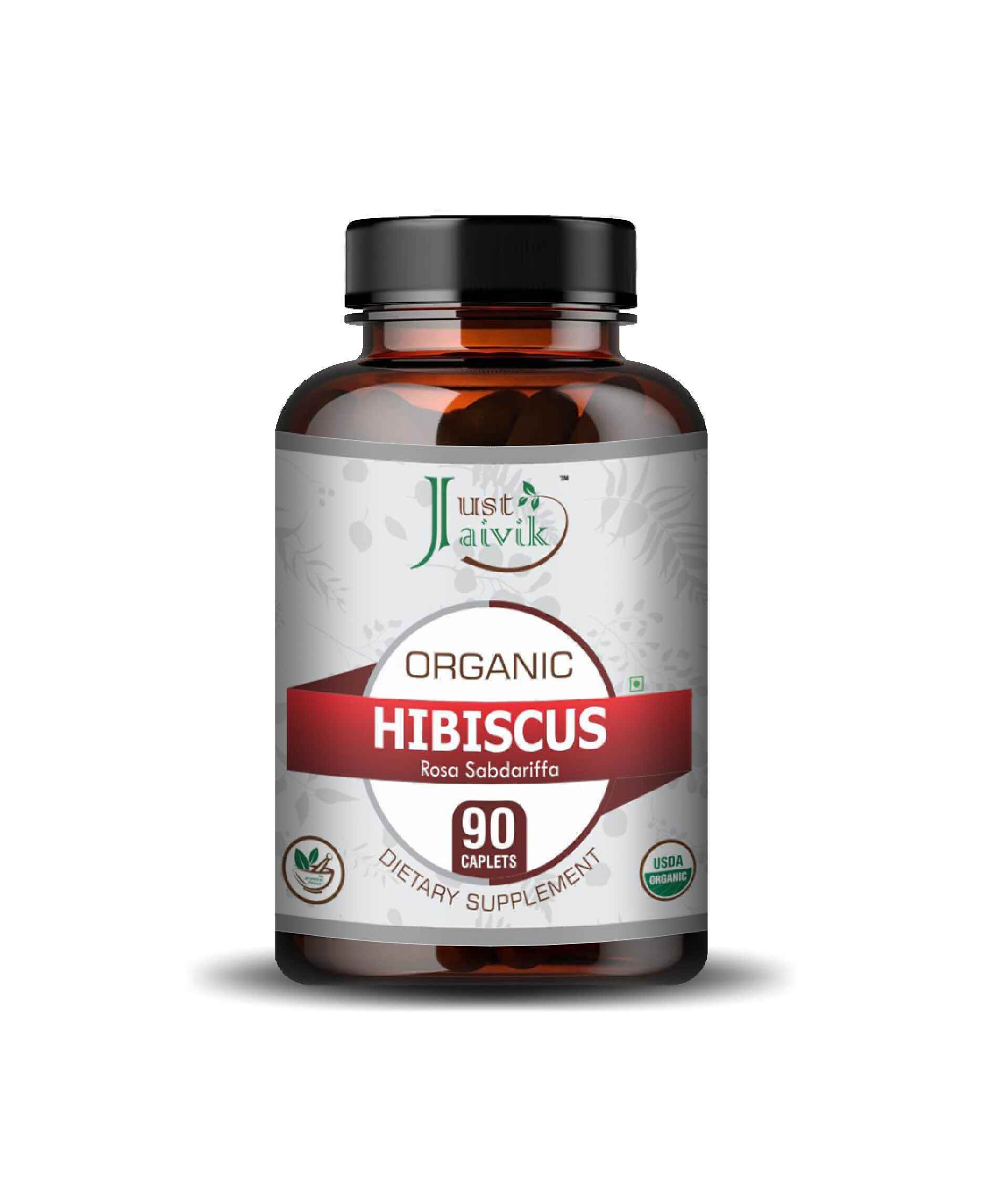Just Jaivik Organic hibiscus caplets bottle for detox and immunity