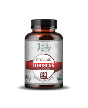 Just Jaivik Organic hibiscus caplets bottle for detox and immunity